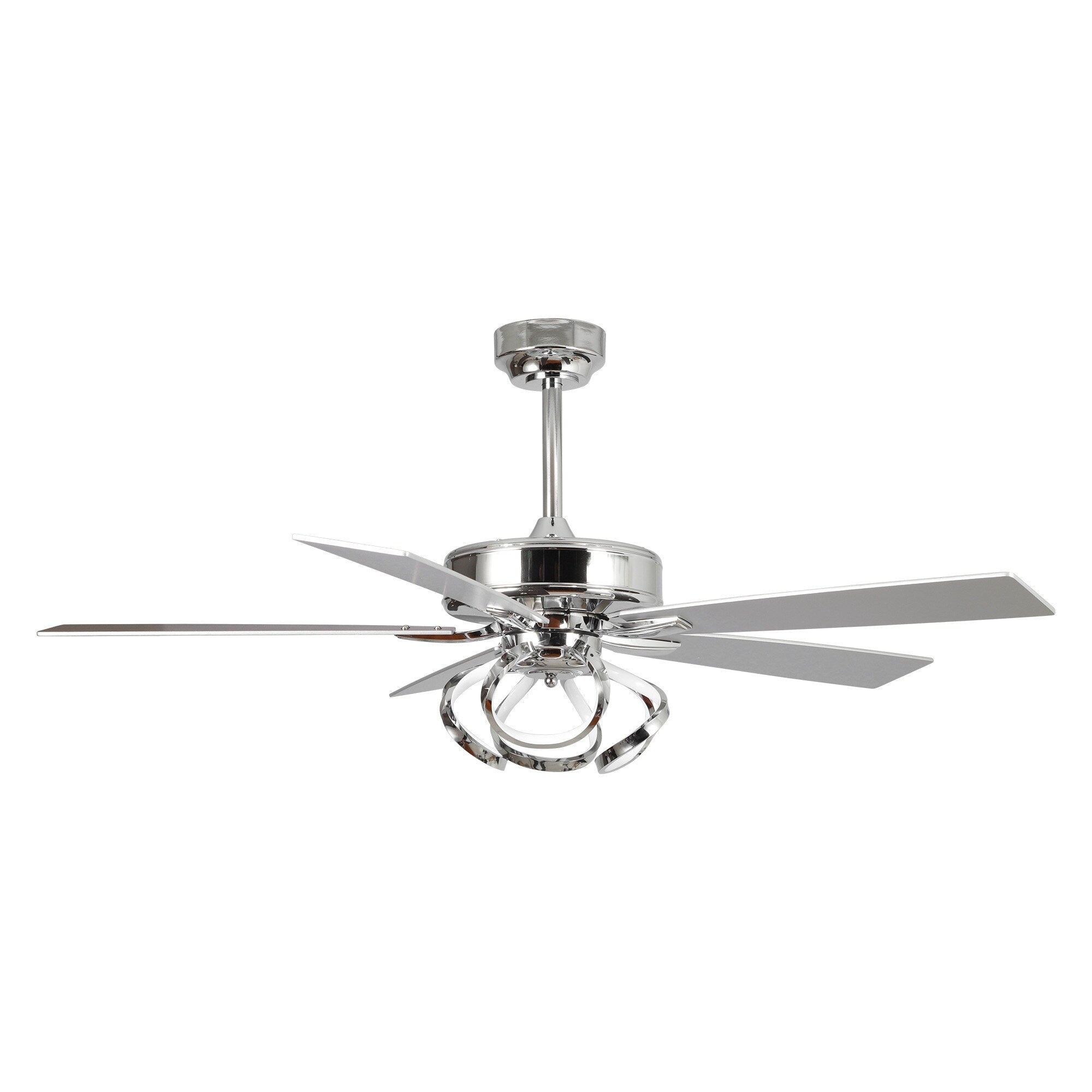 Ventilateur de plafond LED d'intérieur moderne chromé/noir à intensité variable avec lumière et télécommande