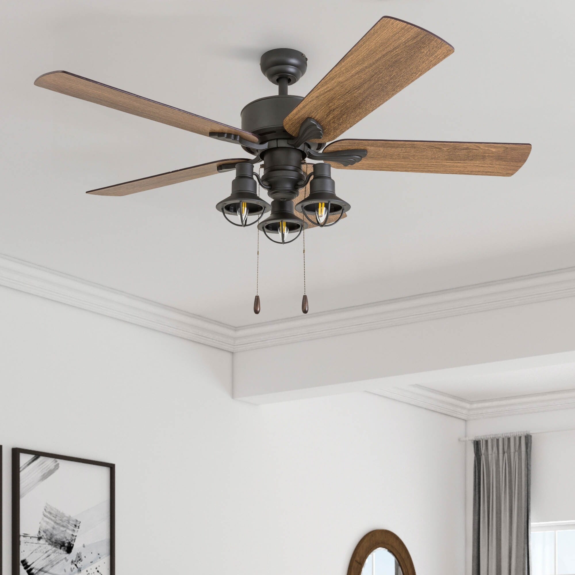 Ventilateur de plafond LED Prominence Home Sivan Bronze Farmhouse avec éclairage et télécommande