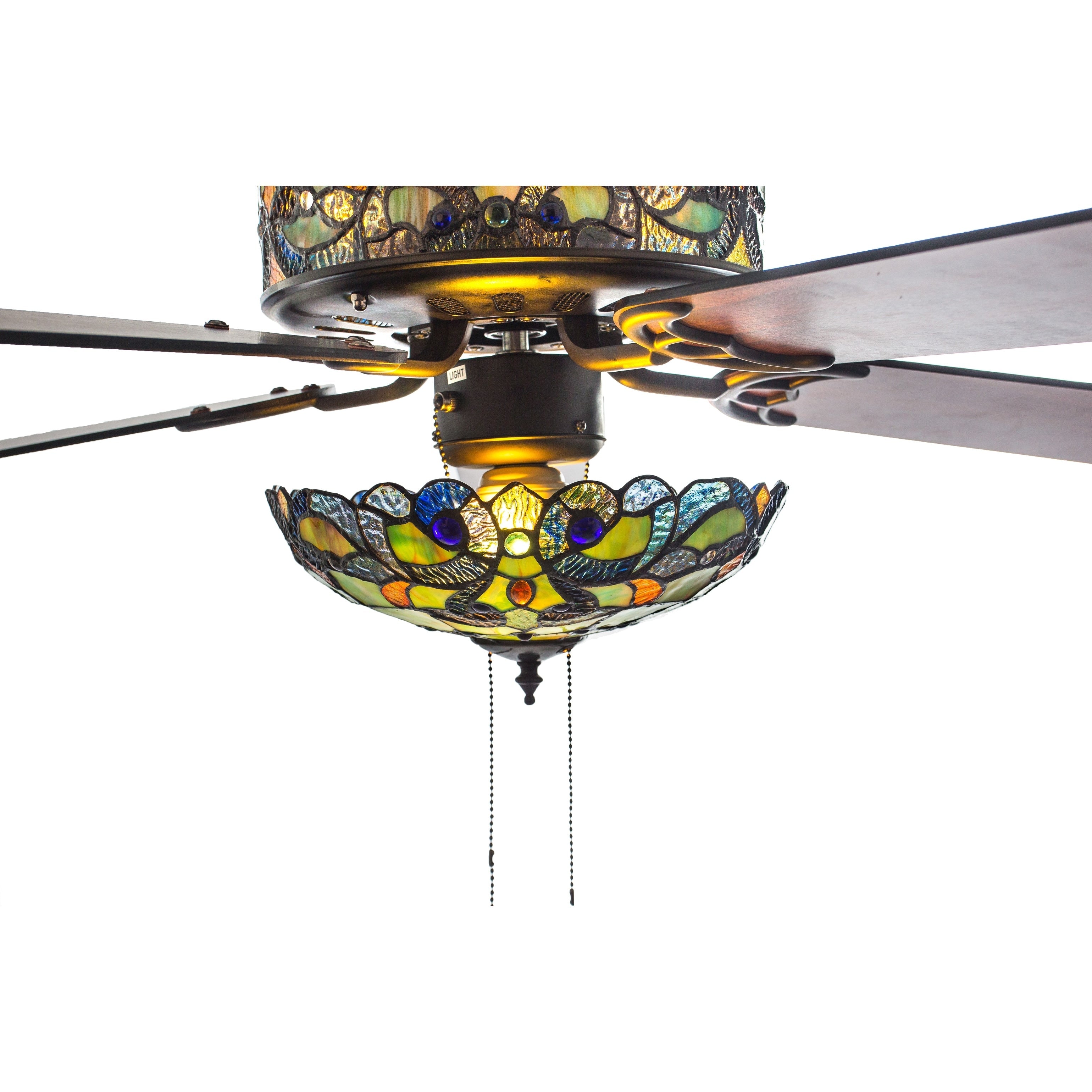 Ventilateur de plafond Magna Carta de style Tiffany Copper Grove Guasipati de 52 pouces - 52L x 52W x 16,5