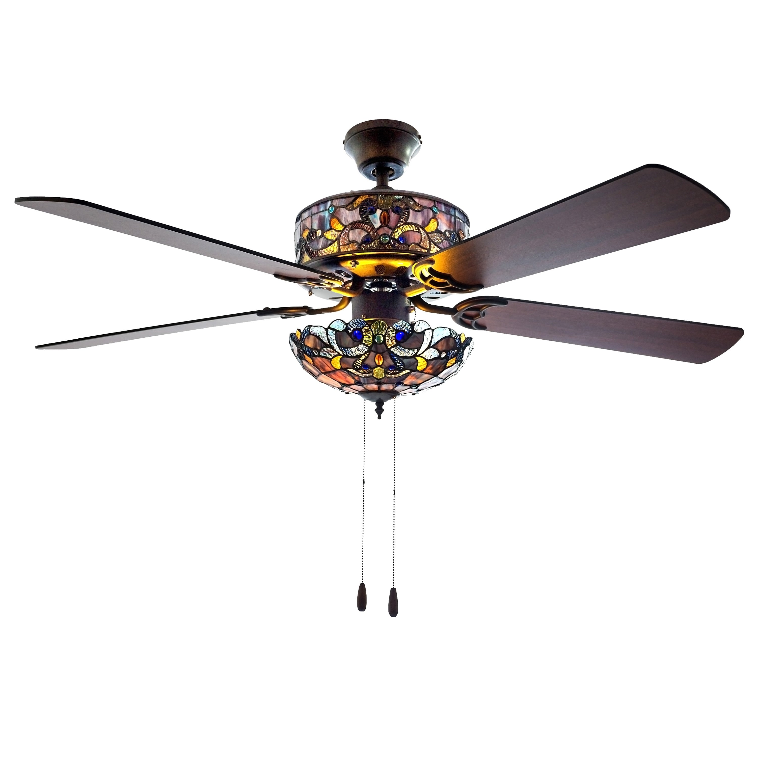 Ventilateur de plafond Magna Carta de style Tiffany Copper Grove Guasipati de 52 pouces - 52L x 52W x 16,5