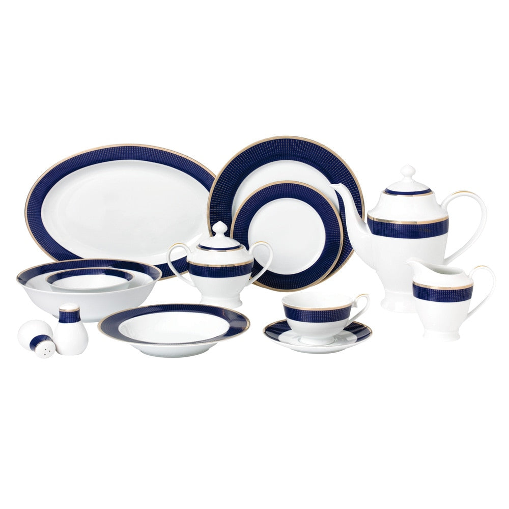 Service de table en porcelaine tendre 57 pièces - Minuit - Doré