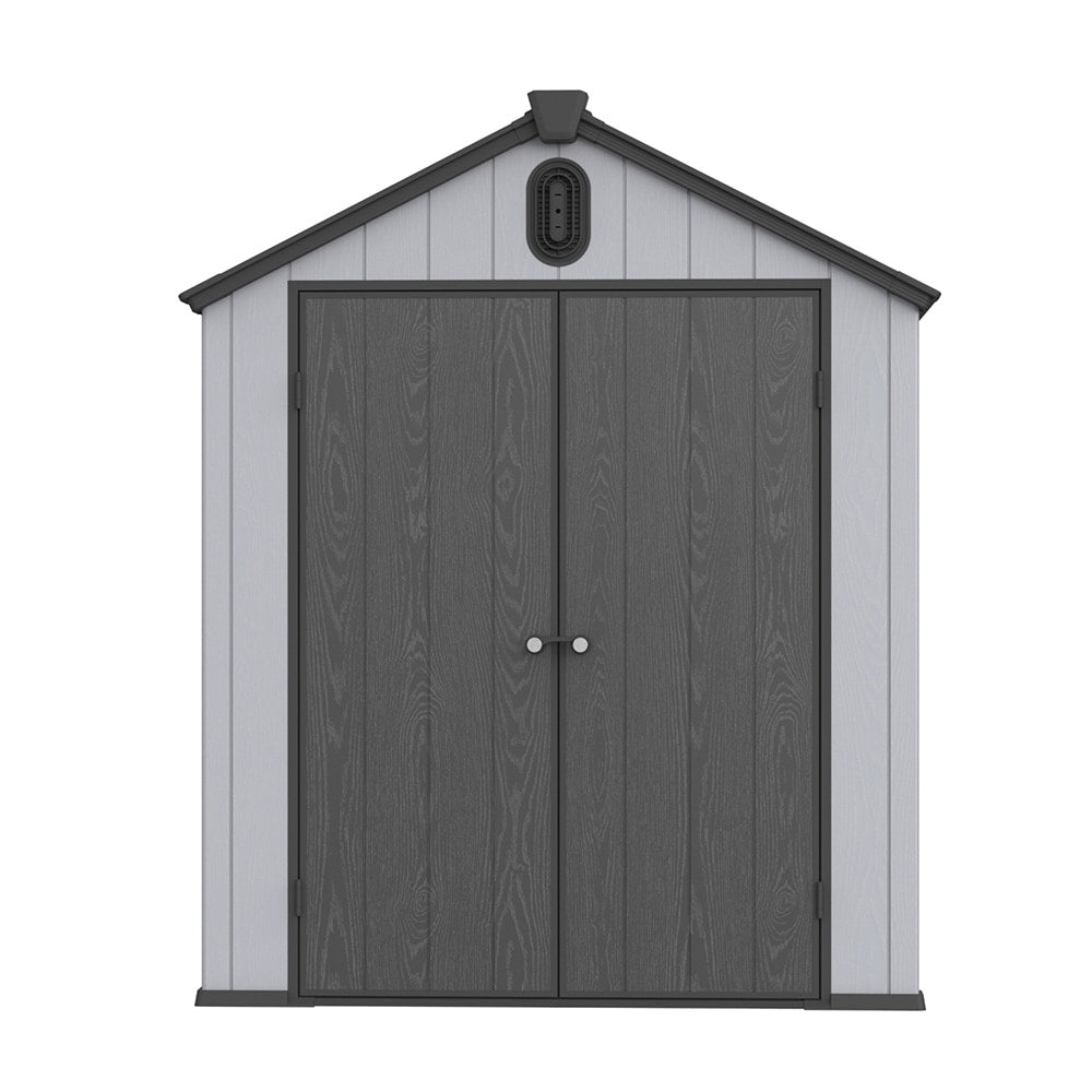 Abri de rangement extérieur en plastique et résine toutes saisons de 6 pi x 4 pi/6 pi x 8 pi/8 pi x 6 pi/8 pi x 10 pi avec plancher, abri à outils Spire