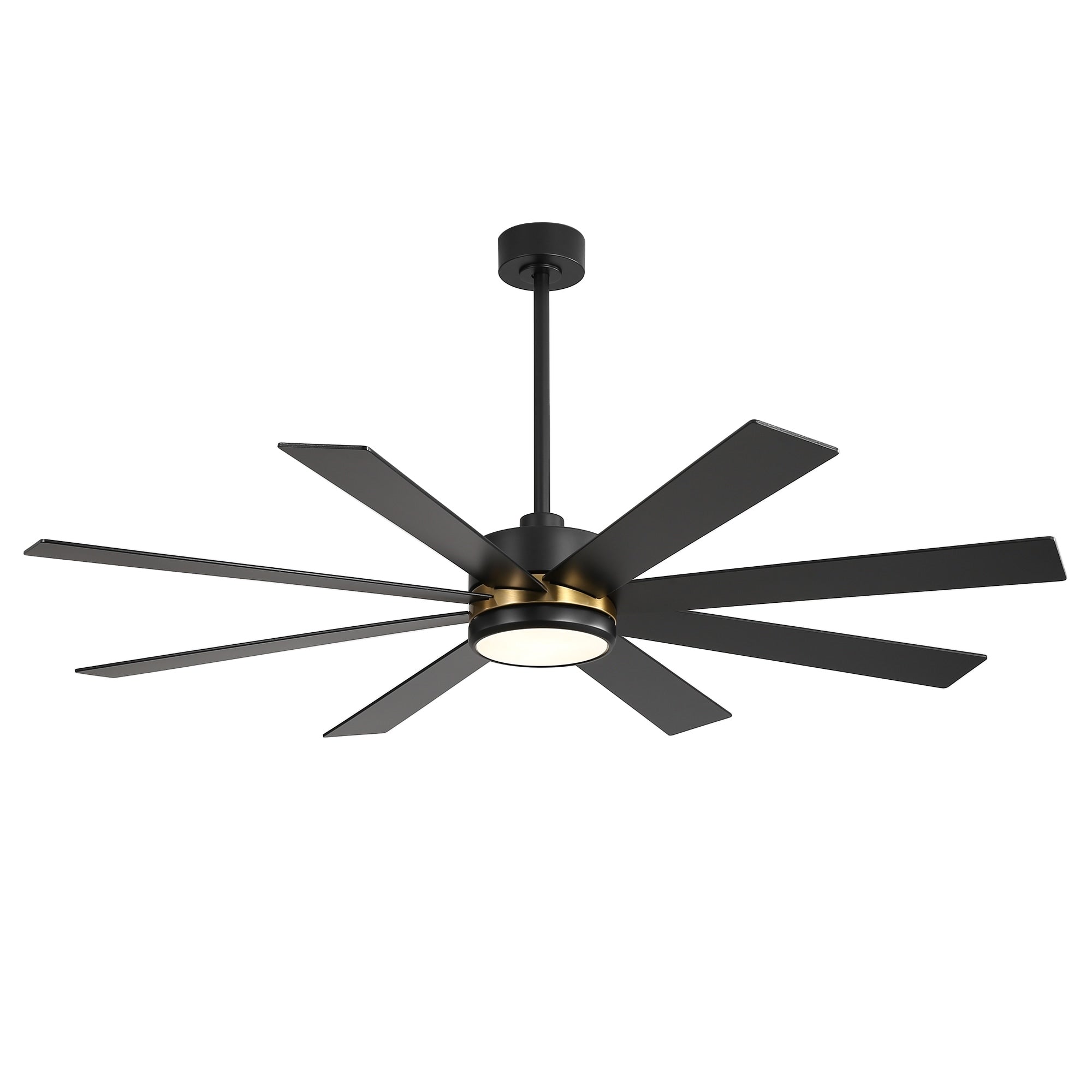 Ventilateur de plafond LED noir à 8 pales de 65 pouces avec éclairage et télécommande