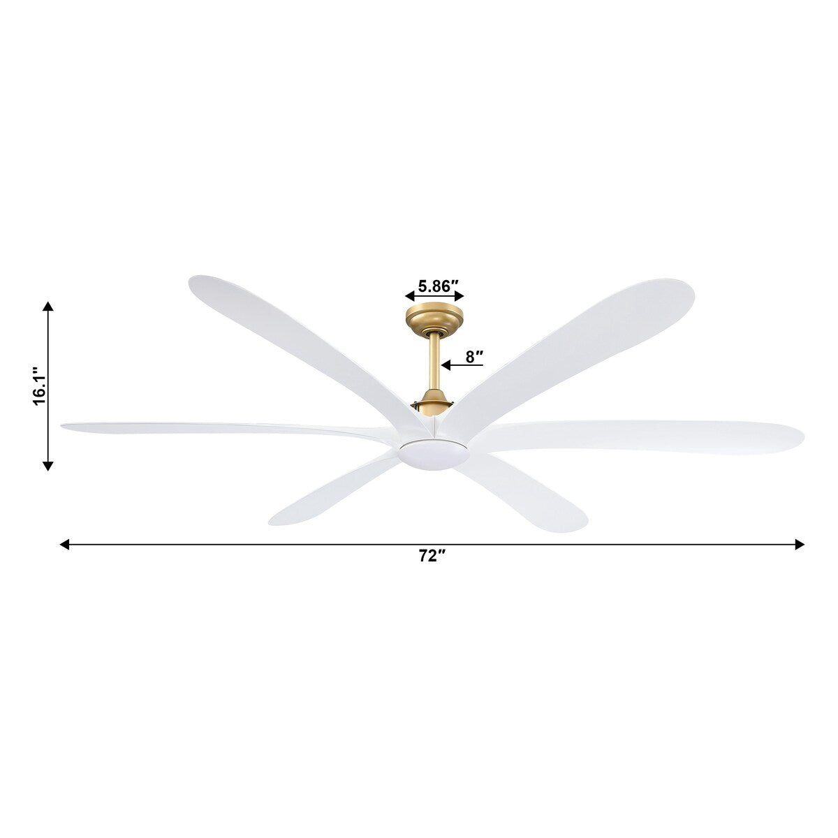 Grand ventilateur de plafond à courant continu à 6 pales en bois flotté de 72 pouces avec lumière et télécommande