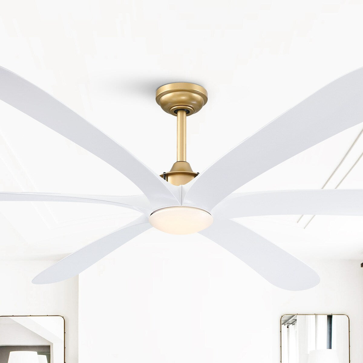 Grand ventilateur de plafond à courant continu à 6 pales en bois flotté de 72 pouces avec lumière et télécommande