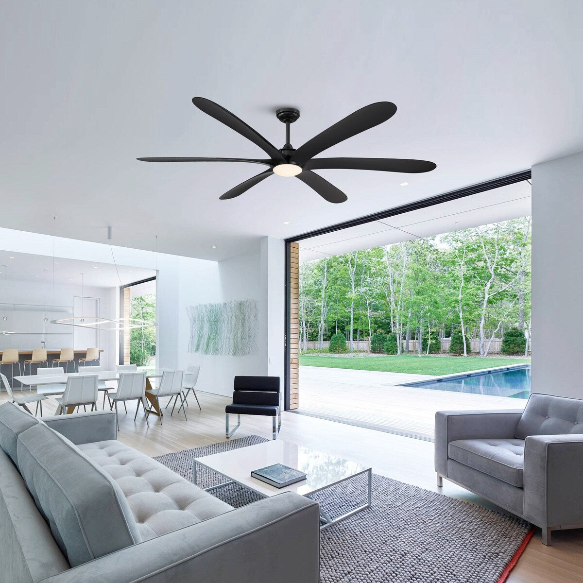Grand ventilateur de plafond à courant continu à 6 pales en bois flotté de 72 pouces avec lumière et télécommande