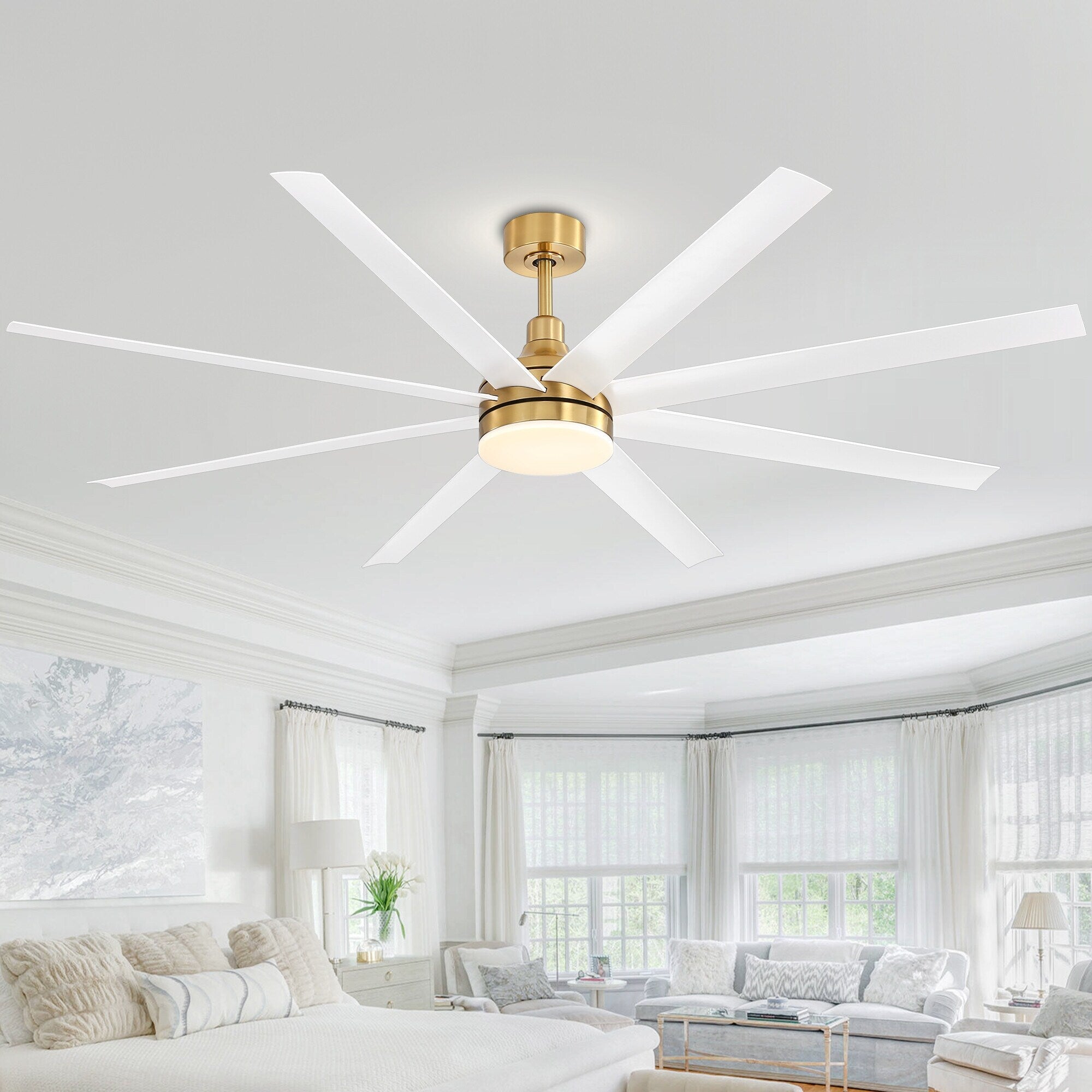 Grand ventilateur de plafond de 72 pouces avec télécommande et éclairage LED - 8 pales