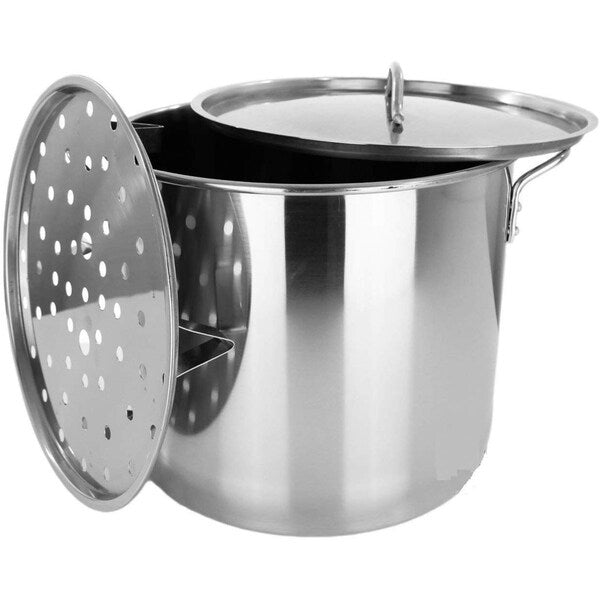 Marmite robuste en acier inoxydable de 80 litres avec grille pour cuiseur vapeur