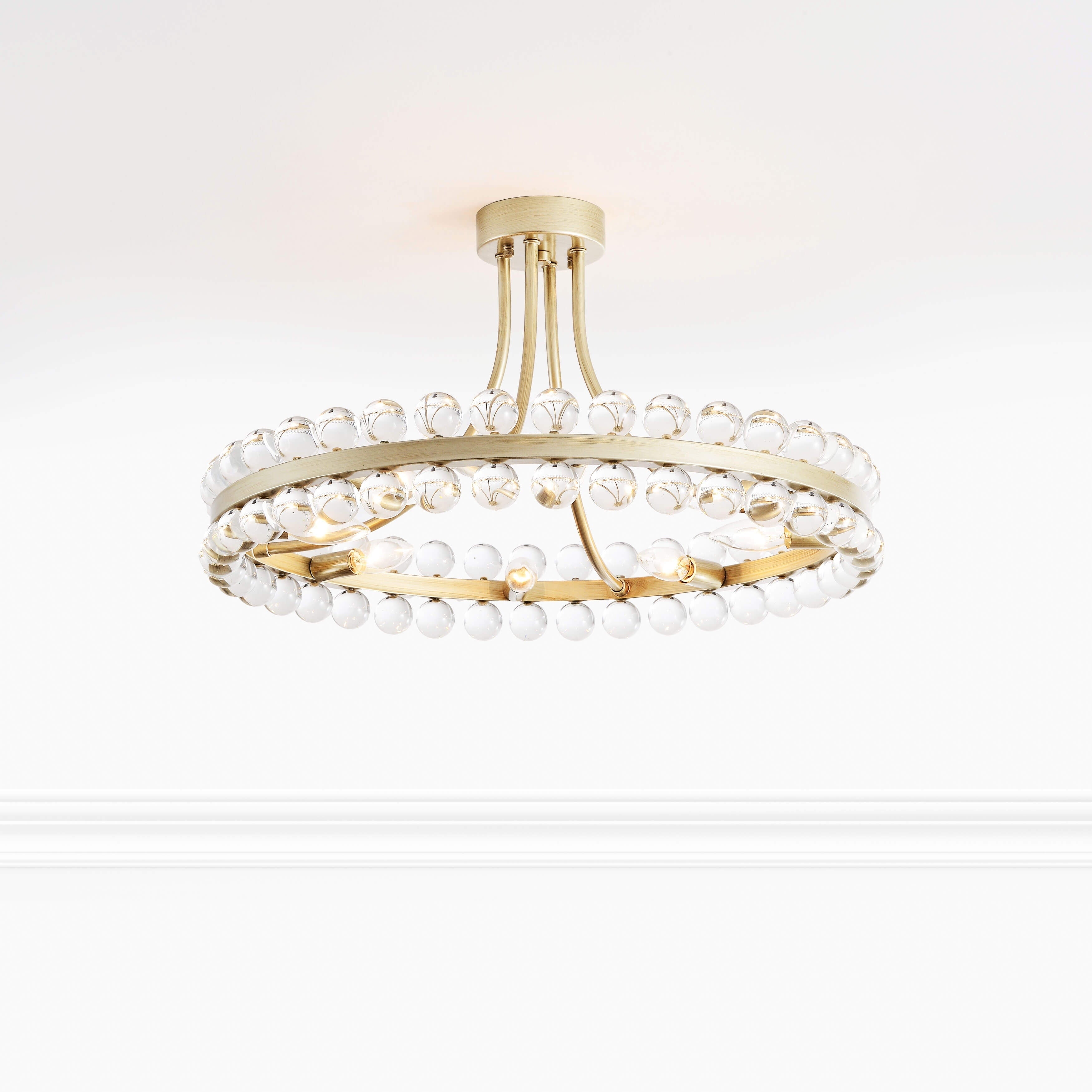 Plafonnier semi-encastré en cristal Elvira à 8 lumières, motif roue de chariot