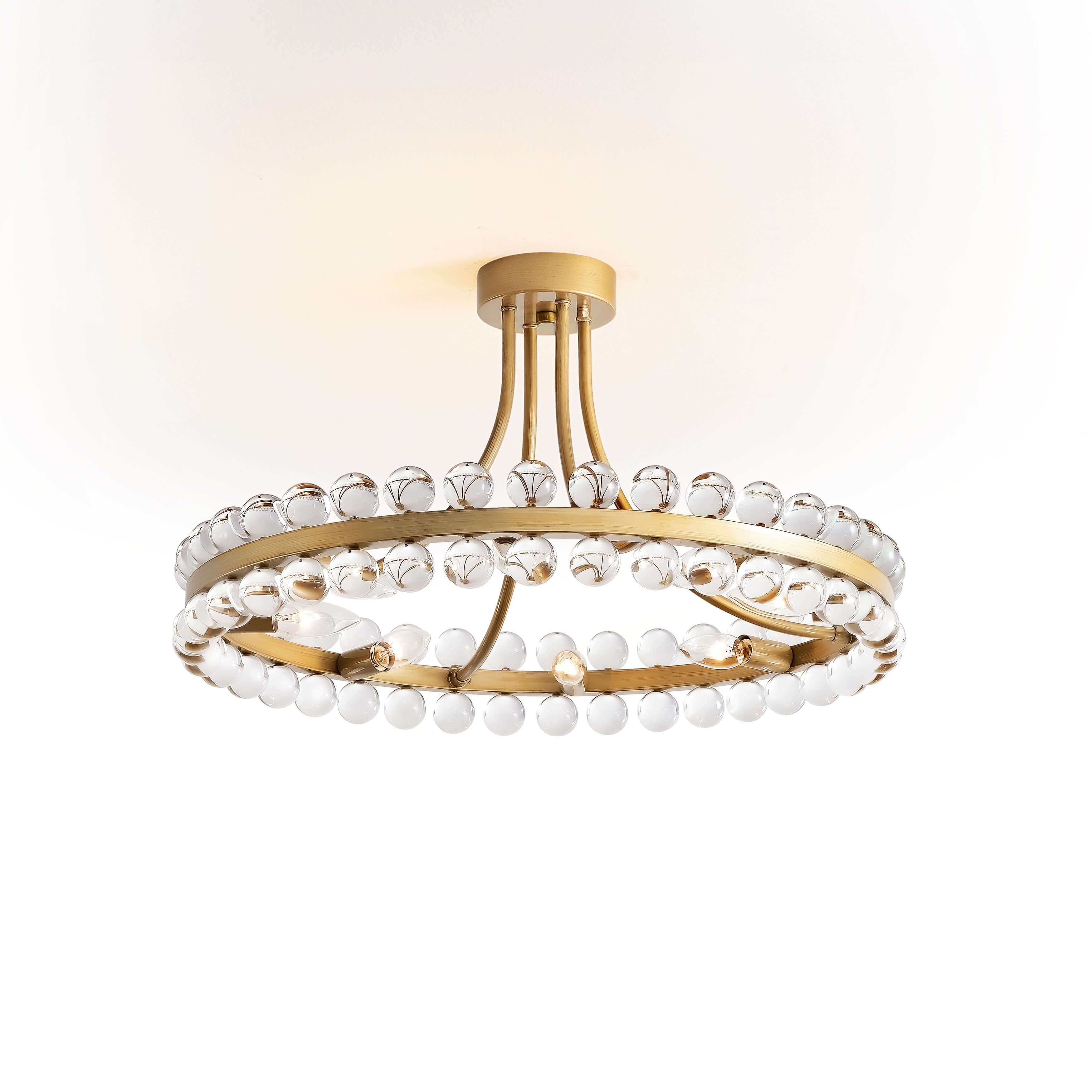 Plafonnier semi-encastré en cristal Elvira à 8 lumières, motif roue de chariot