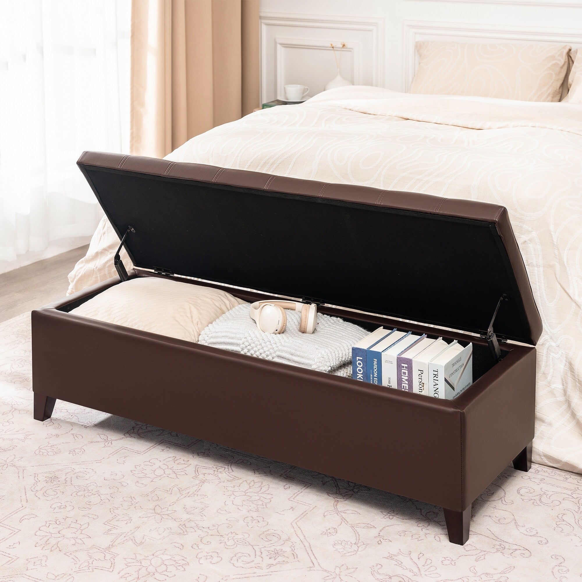 Banc ottoman de rangement en cuir reconstitué Adeco 50