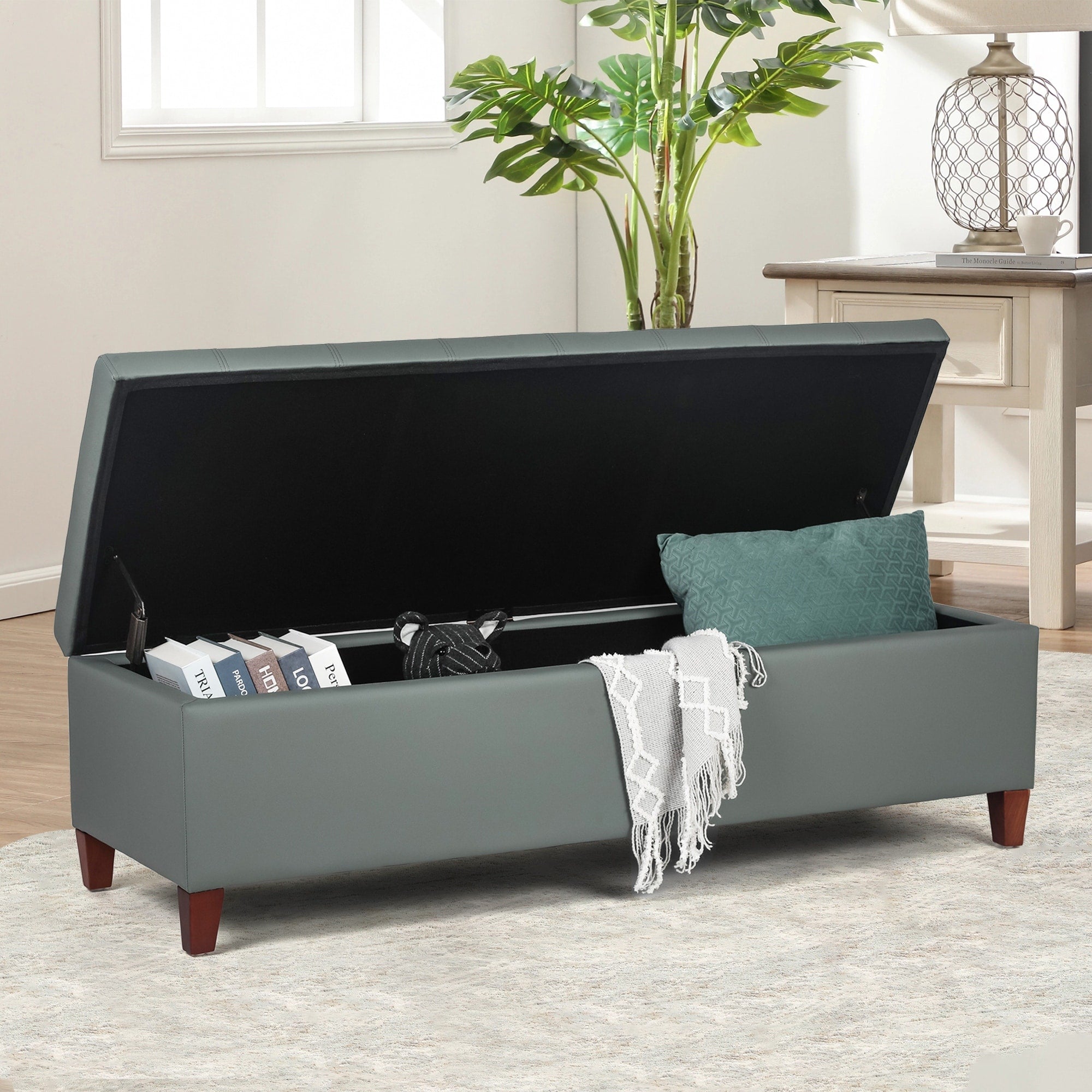 Banc ottoman de rangement en cuir reconstitué Adeco 50
