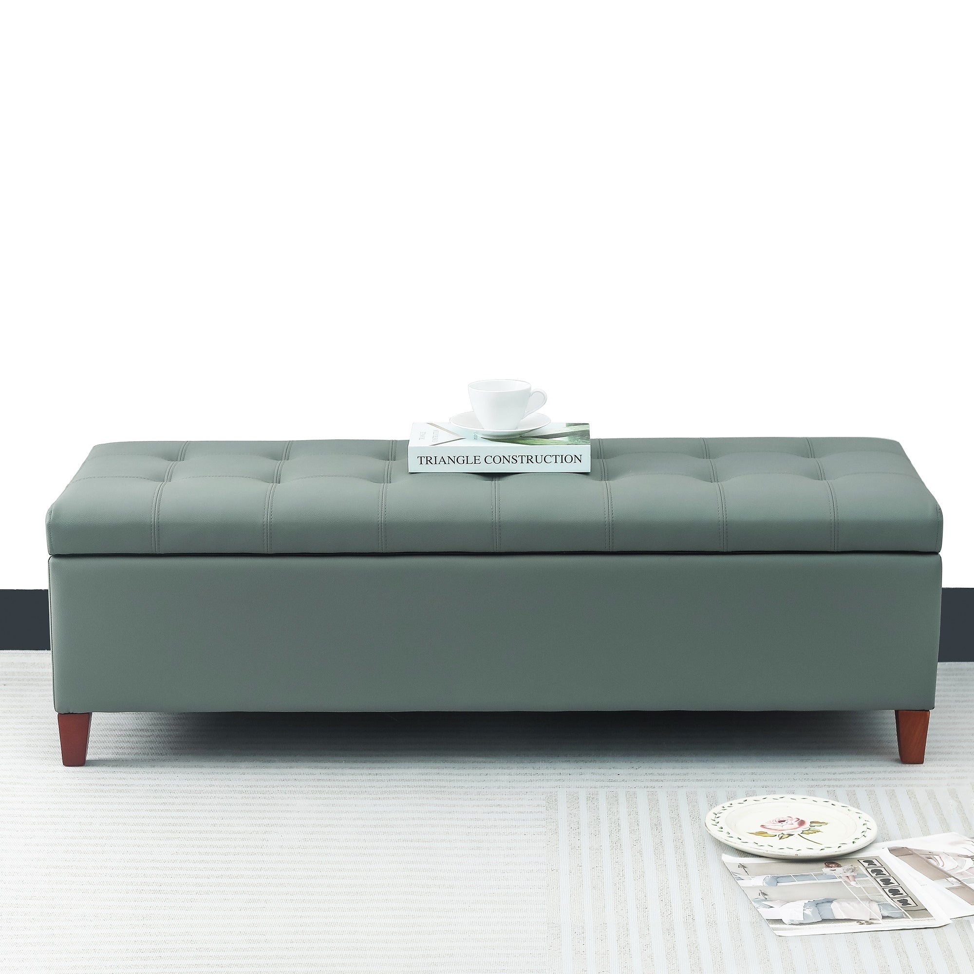 Banc ottoman de rangement en cuir reconstitué Adeco 50