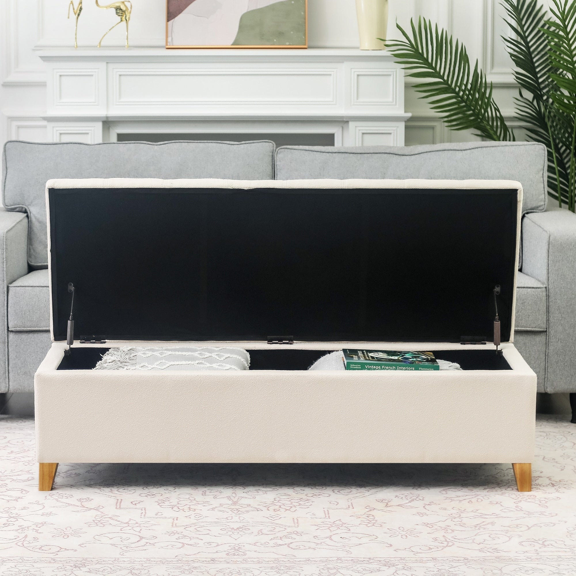 Banc ottoman de rangement en cuir reconstitué Adeco 50