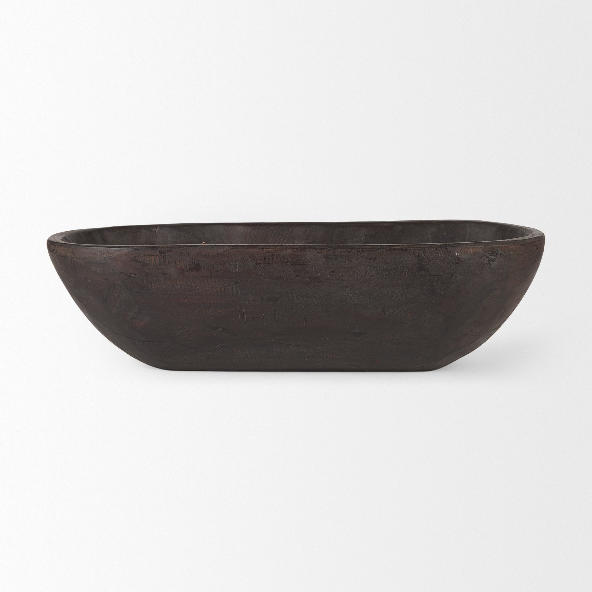 Bol oblong extra large Athena en bois récupéré noir-brun - 26,0 L x 10,0 l x 7,0 H