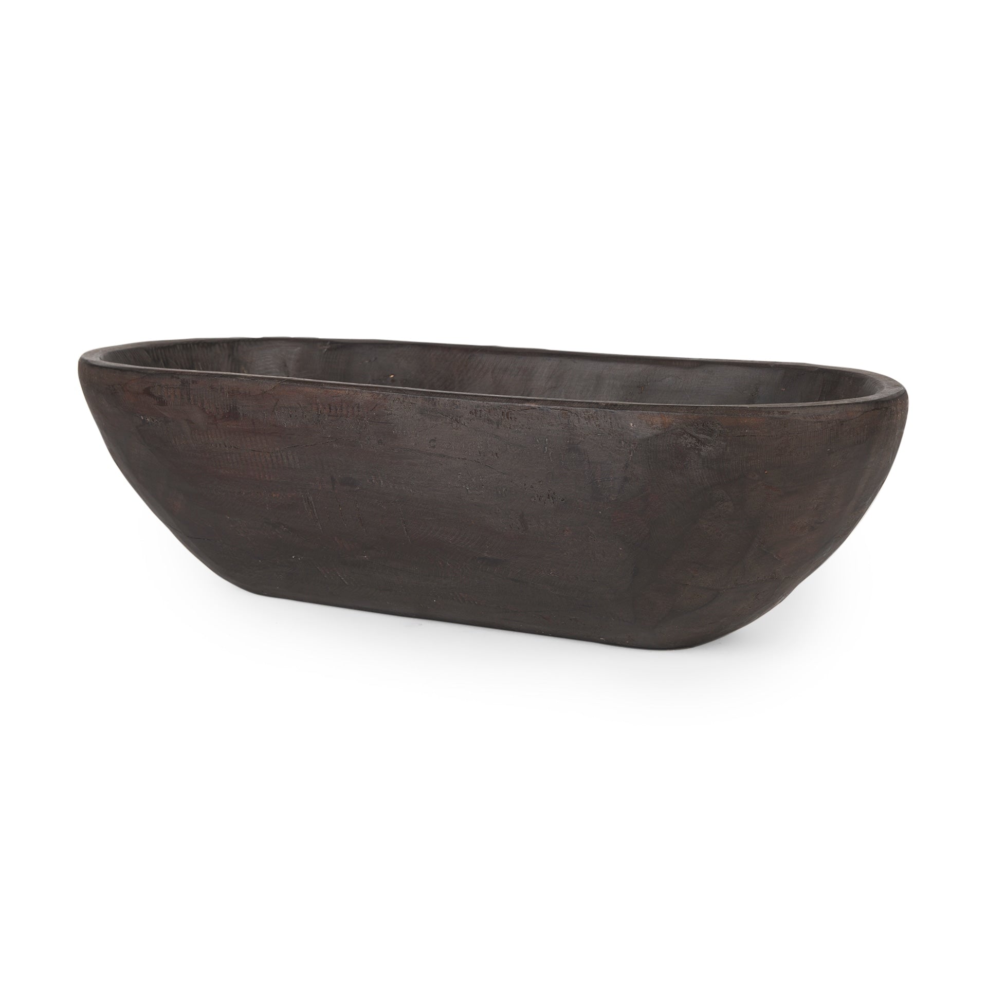 Bol oblong extra large Athena en bois récupéré noir-brun - 26,0 L x 10,0 l x 7,0 H