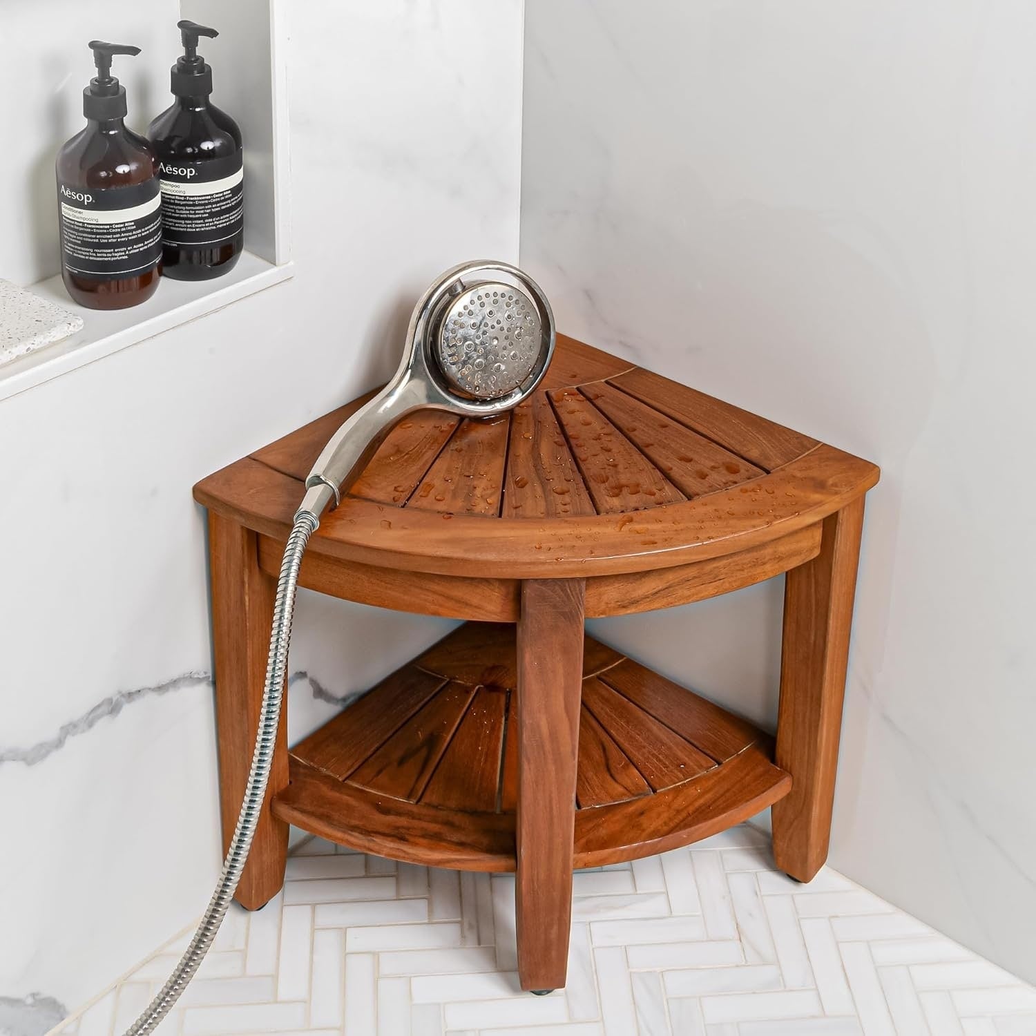 Table/banc de douche en teck indonésien Aurora Home
