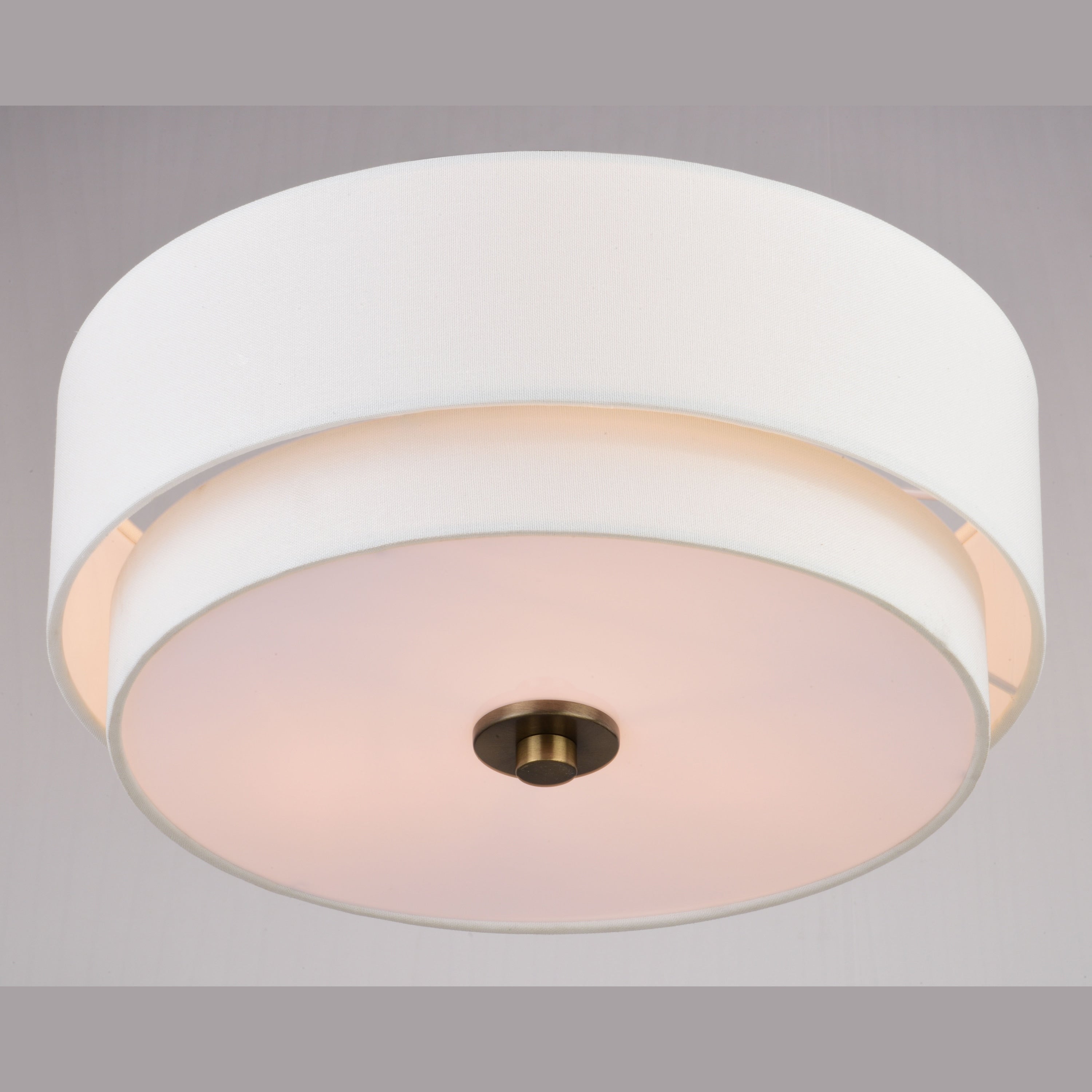 Plafonnier moderne du milieu du siècle de Burnaby avec abat-jour tambour en lin blanc
