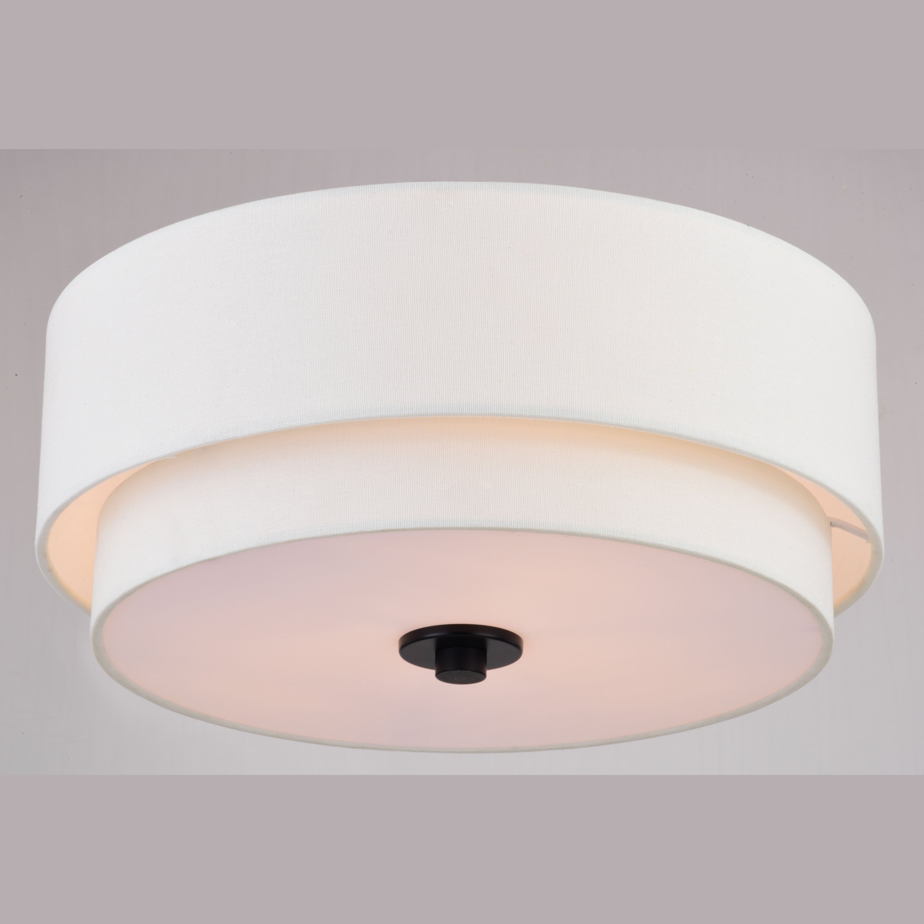 Plafonnier moderne du milieu du siècle de Burnaby avec abat-jour tambour en lin blanc