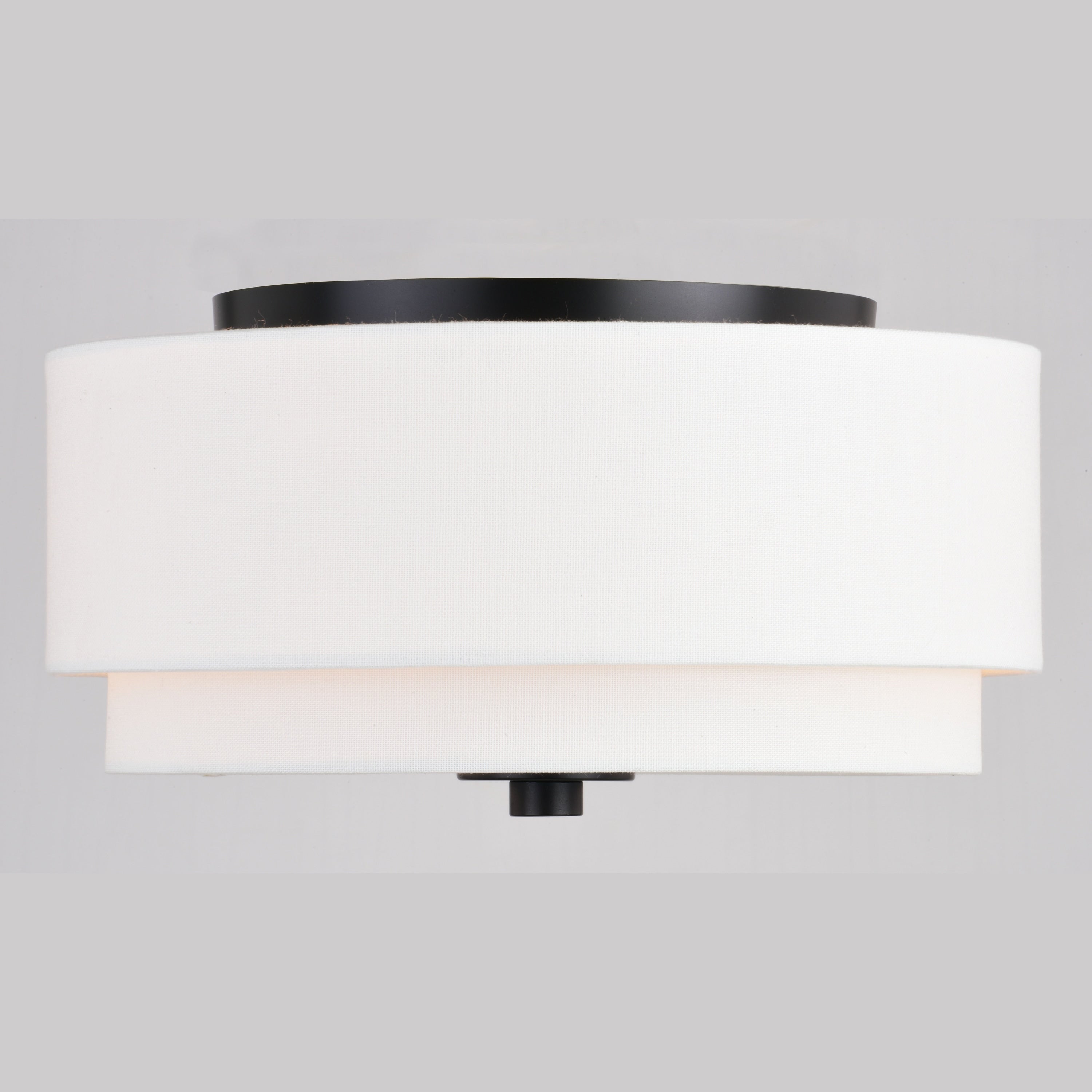 Plafonnier moderne du milieu du siècle de Burnaby avec abat-jour tambour en lin blanc