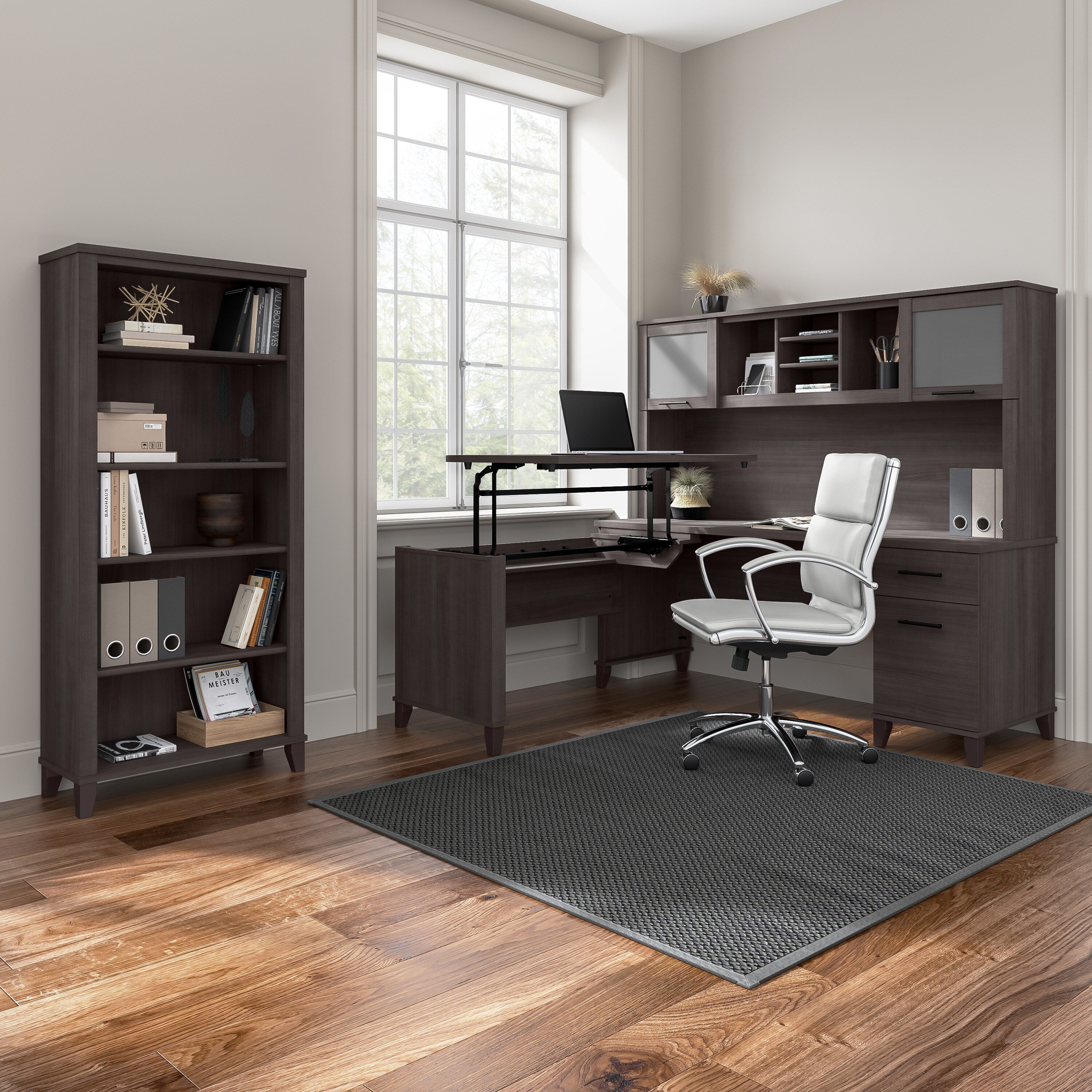 Bibliothèque haute à 5 étagères Bush Furniture Somerset avec tablettes réglables