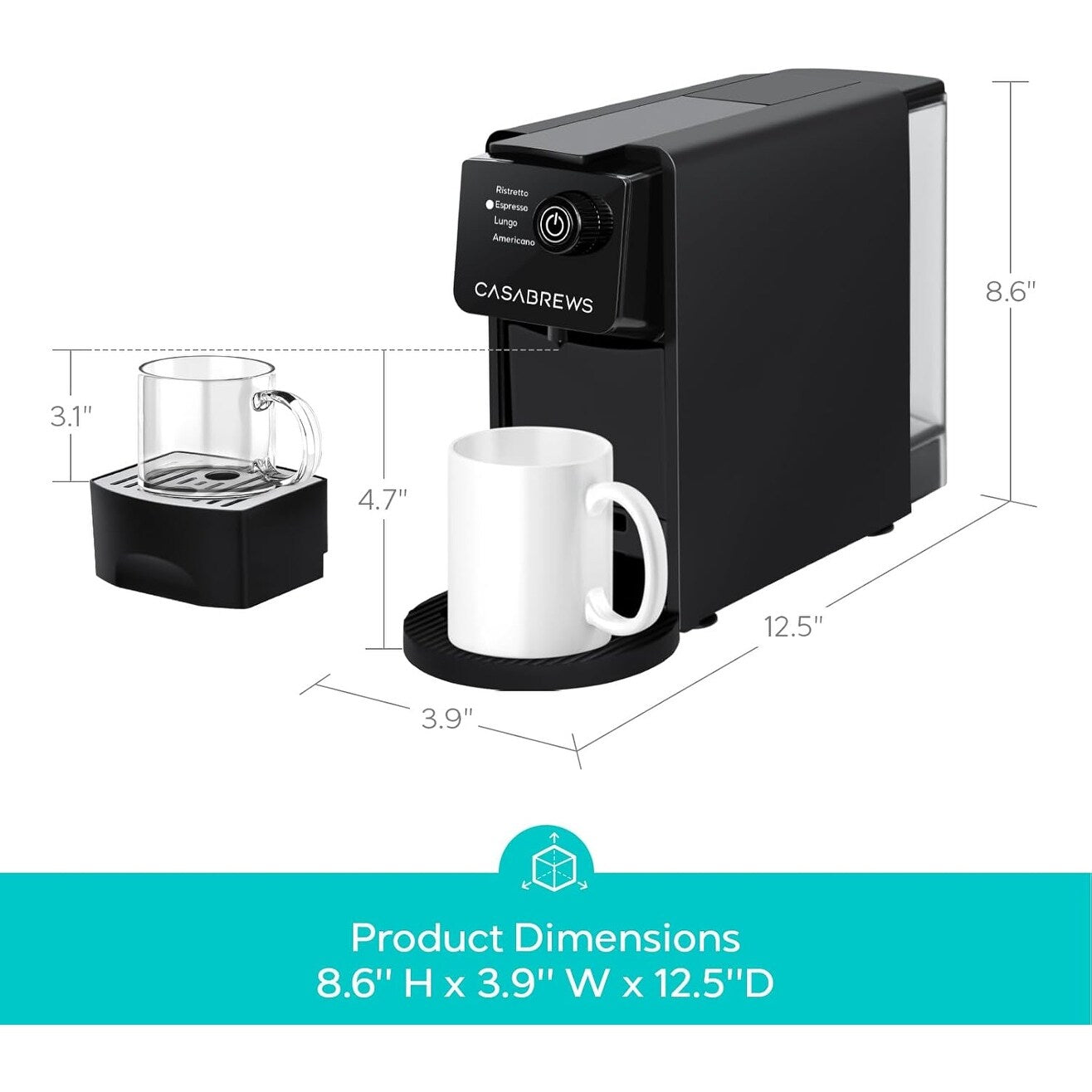 CASABREWS CM7036E Machine à expresso 20 bars pour dosettes Nespresso originales