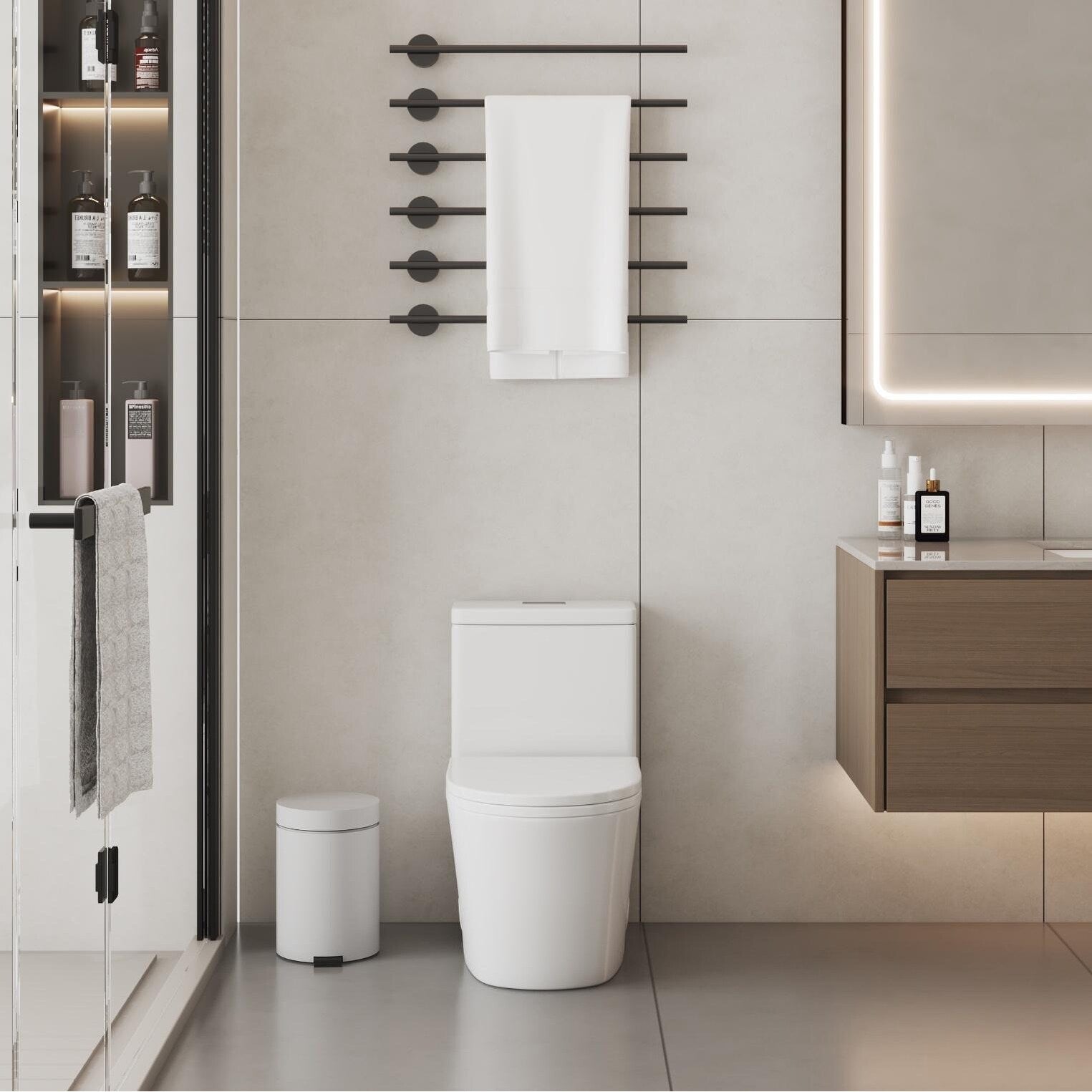 Toilette compacte monobloc CB HOME 24 po, siphon moderne à double chasse, siège à fermeture douce, hauteur confortable 16,5 po