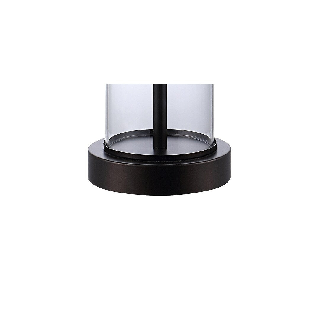 Lampe de table à LED Cabell 21 en verre, contemporaine et moderne, avec chargeur USB, bronze huilé (lot de 2) par JONATHAN Y