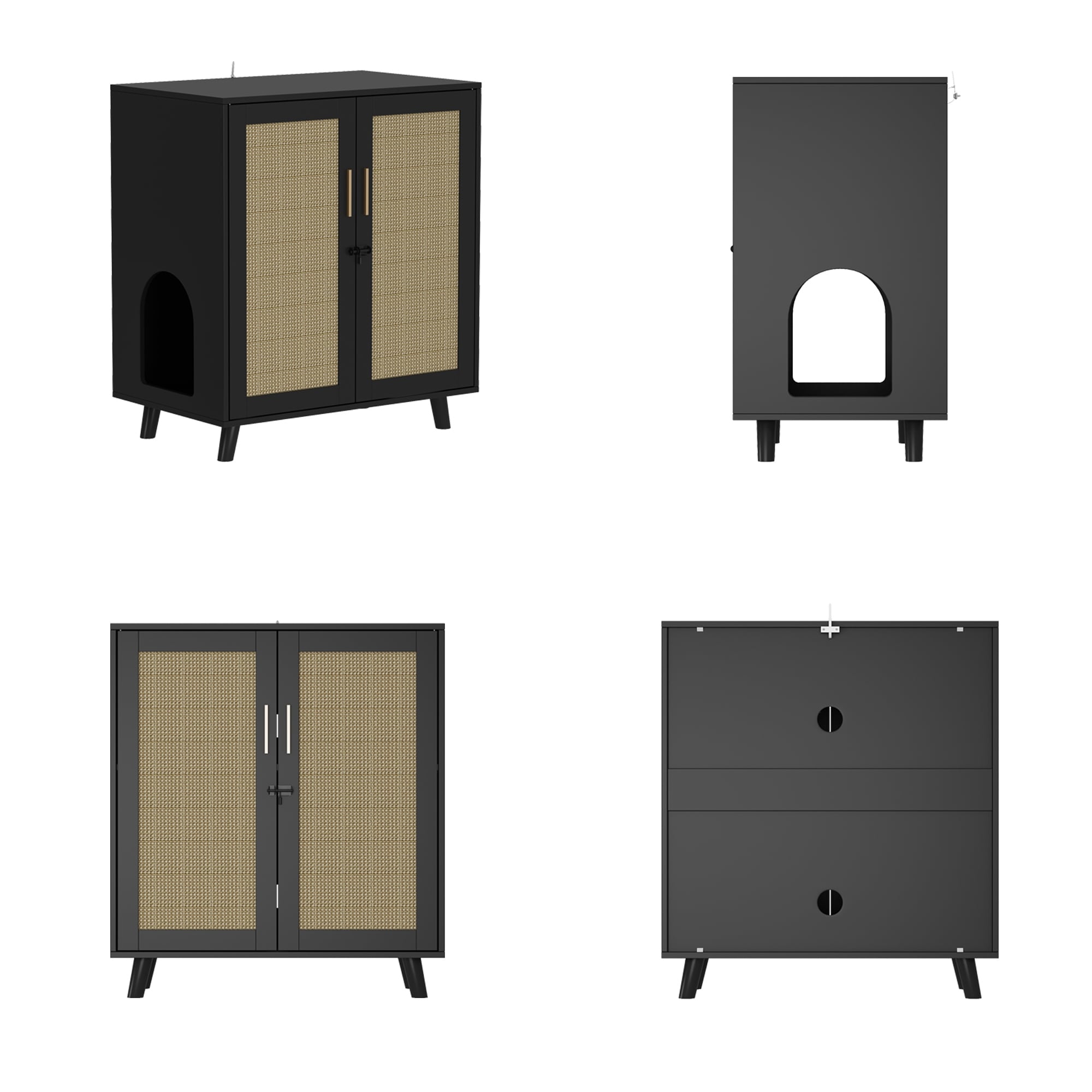 Bac à litière pour chat, maison pour chat, table d'appoint, porte, armoire, bibliothèque