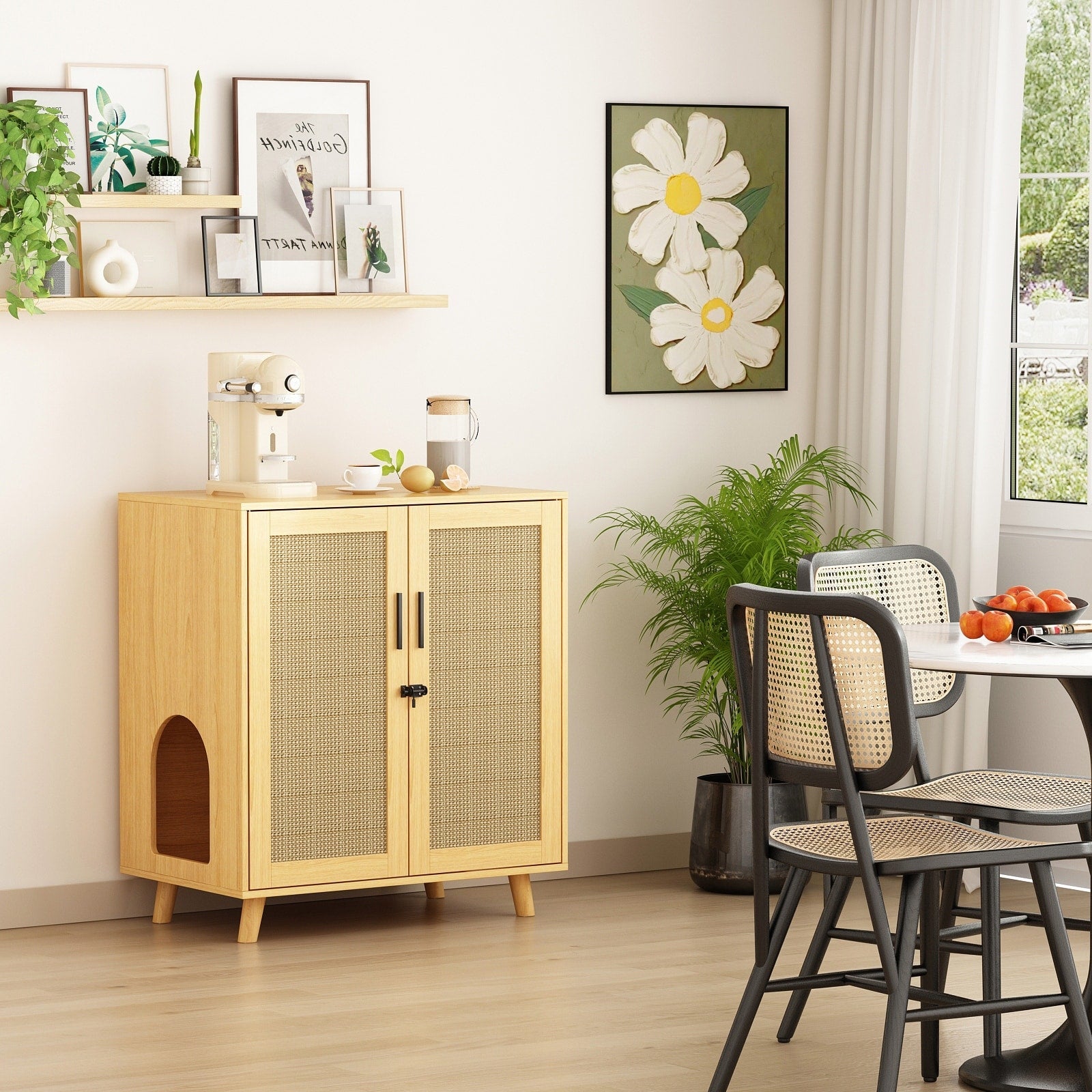 Bac à litière pour chat, maison pour chat, table d'appoint, porte, armoire, bibliothèque
