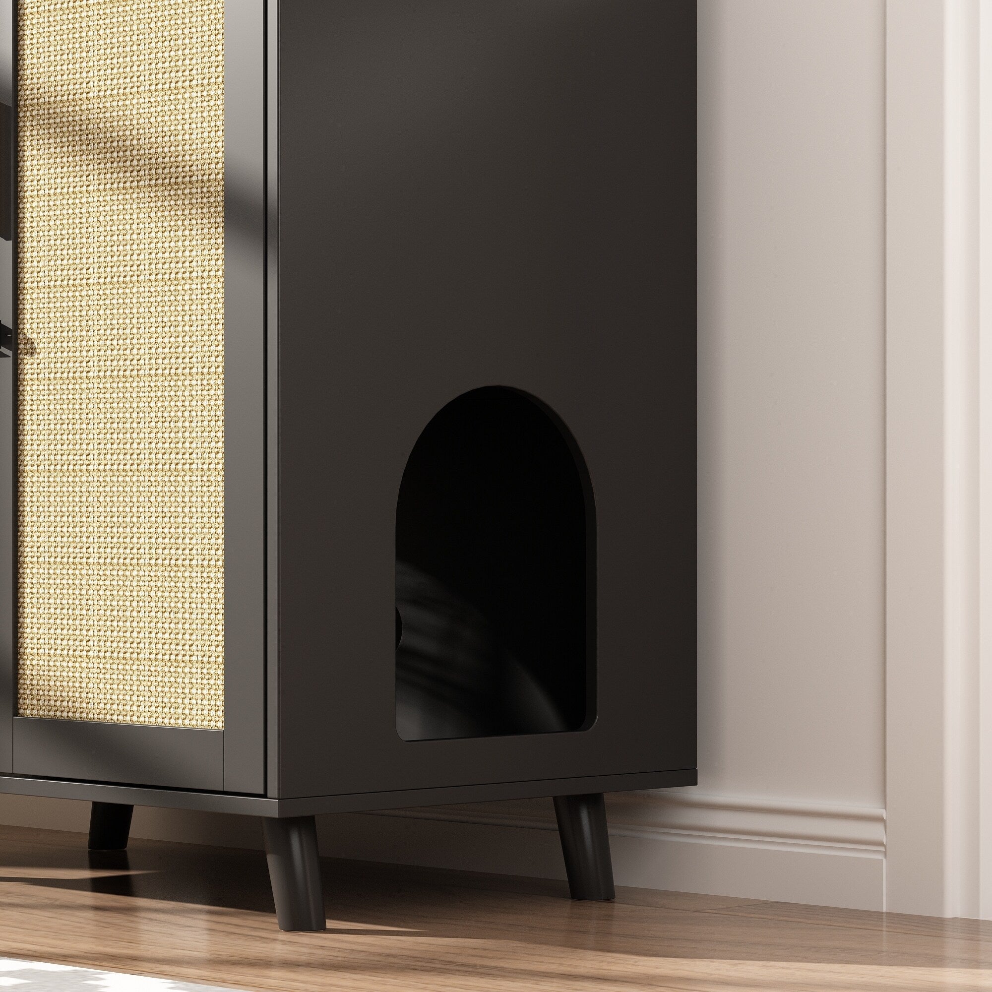 Bac à litière pour chat, maison pour chat, table d'appoint, porte, armoire, bibliothèque