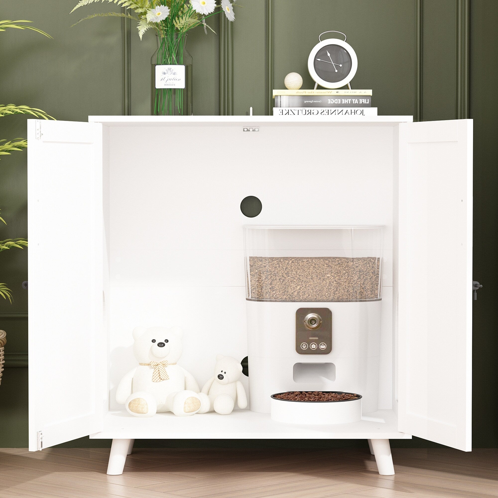 Bac à litière pour chat, maison pour chat, table d'appoint, porte, armoire, bibliothèque