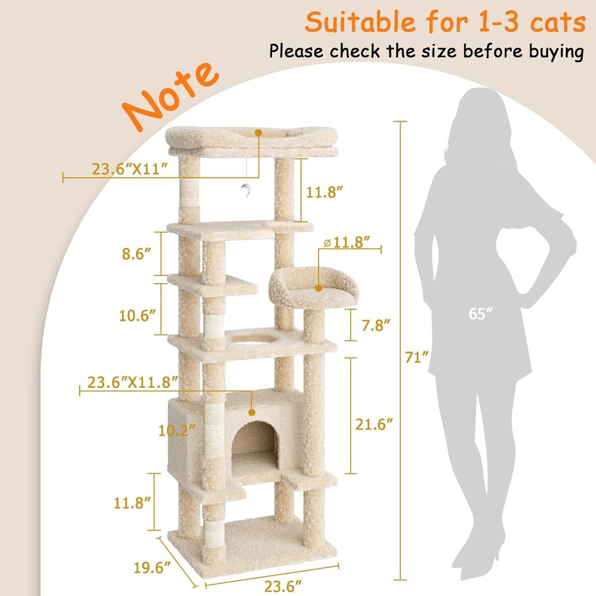 Arbre à chat, tour à chat à plusieurs niveaux avec griffoir