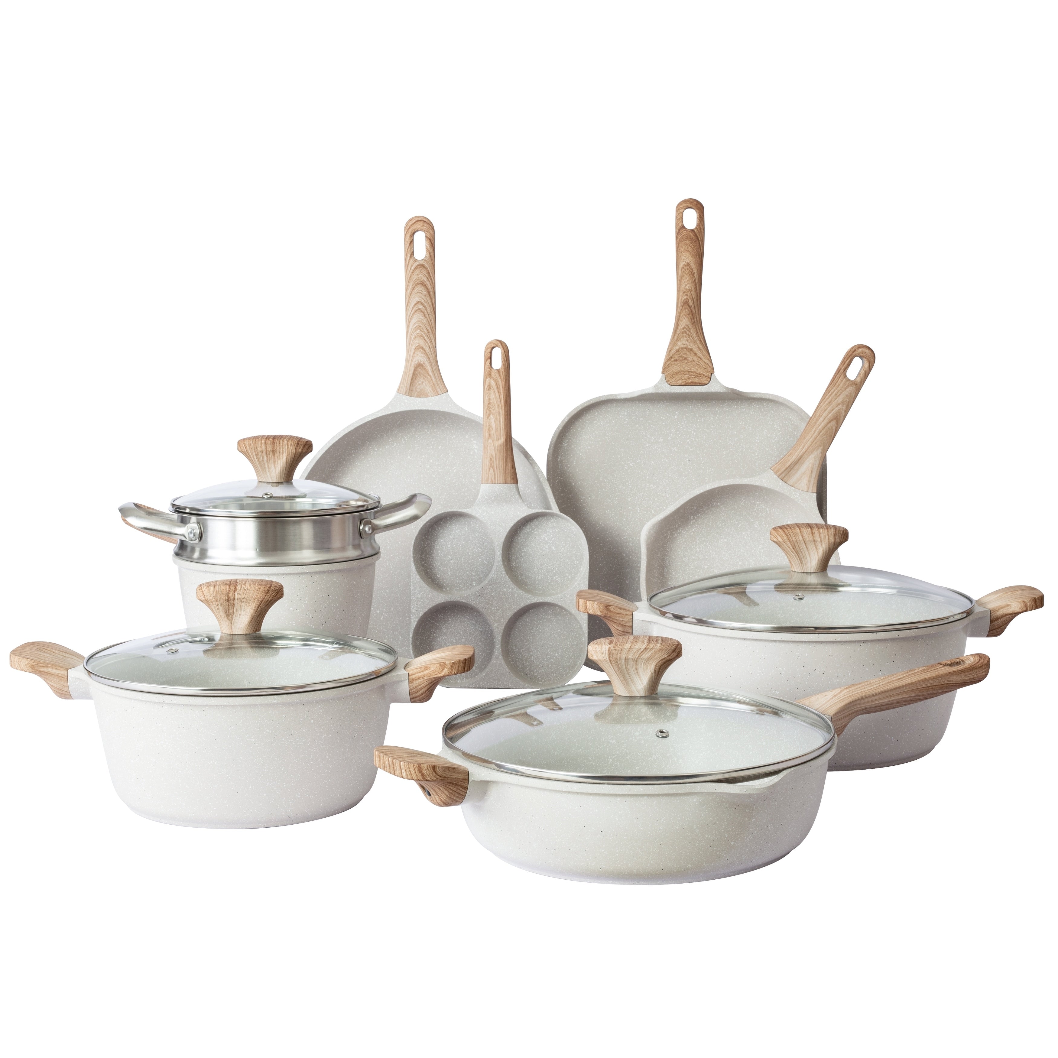 Batterie de cuisine à induction Country Kitchen 13 pièces, casseroles et poêles en fonte d'aluminium avec poignées en bakélite