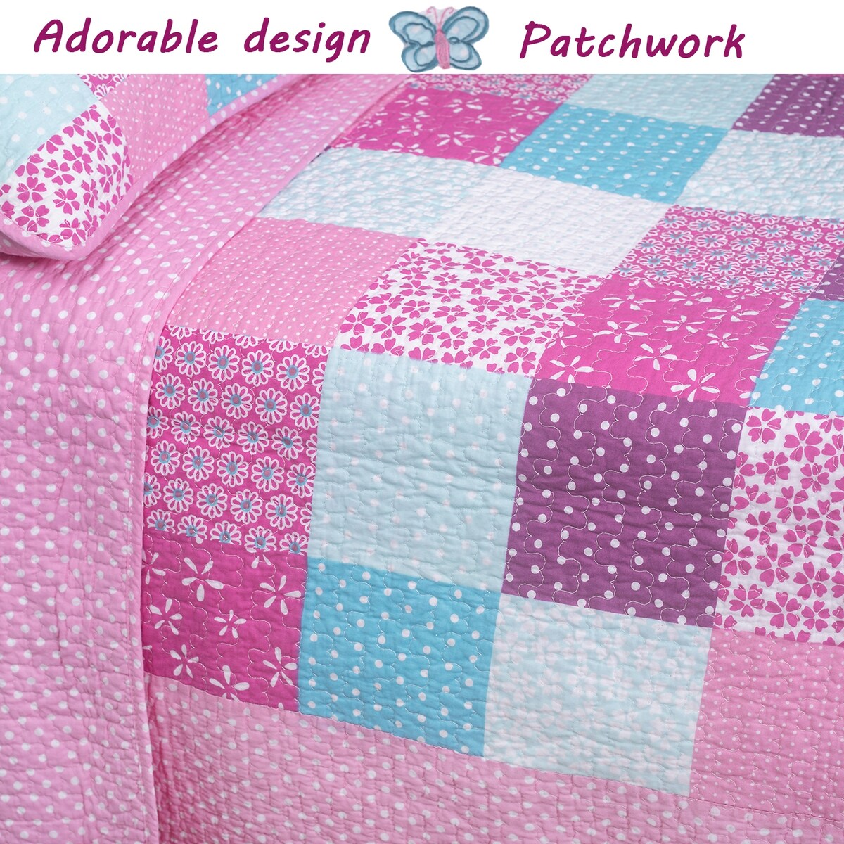 Parure de lit réversible en coton Cozy Line Ballerina Pink Girls avec oreillers décoratifs