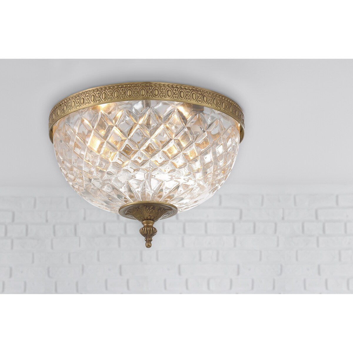 Plafonnier en cristal Crystorama à 2 lampes - 10 L x 8 H x 10 P