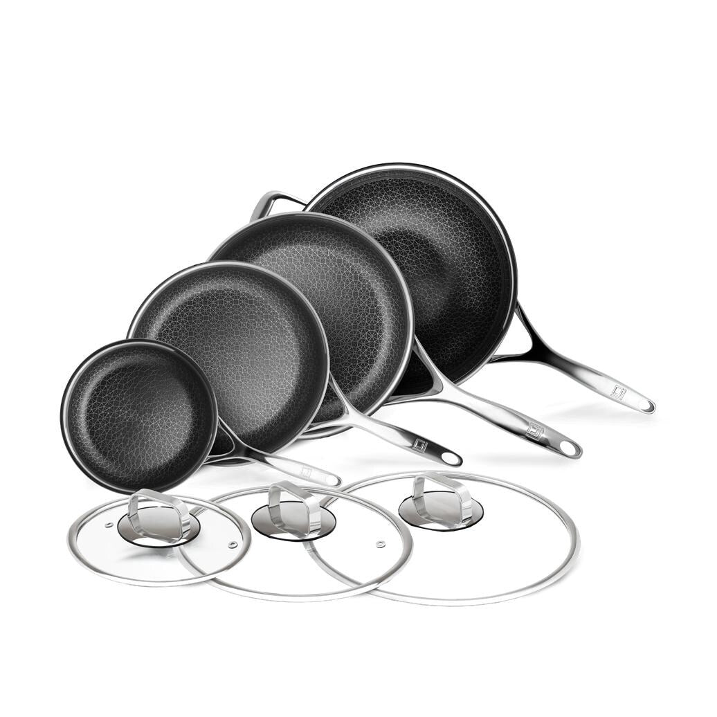 Batterie de cuisine hybride antiadhésive DiamondClad 7 pièces en acier inoxydable