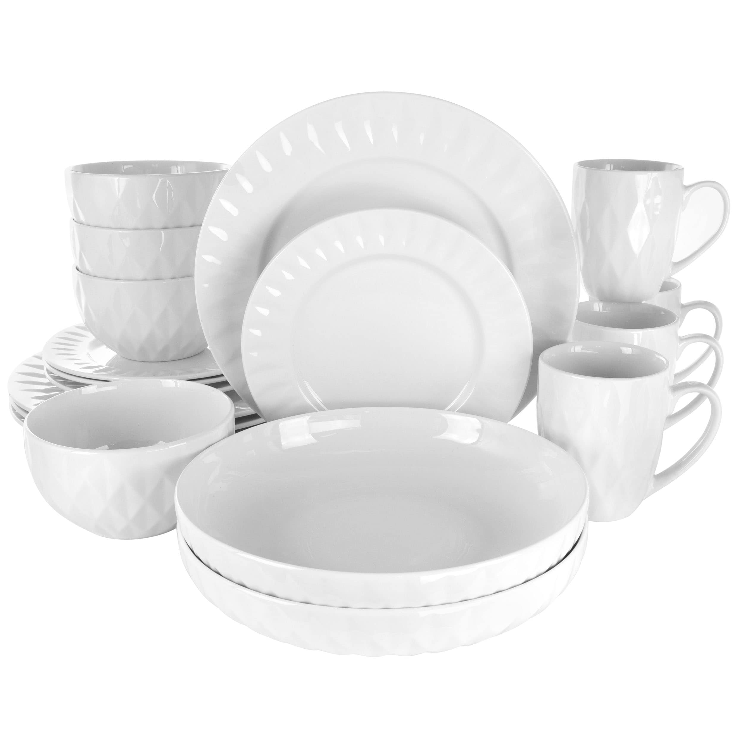 Service de table Elama Sienna 18 pièces en grès blanc