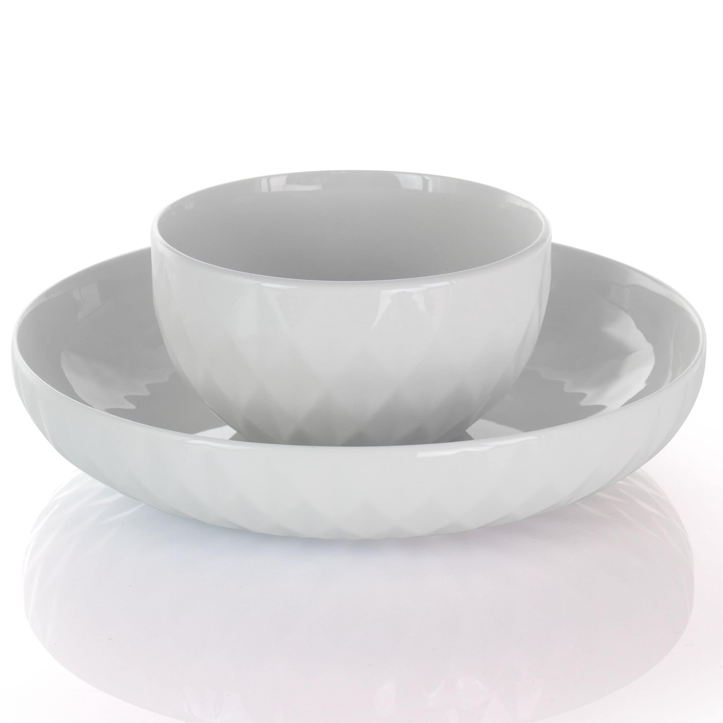 Service de table Elama Sienna 18 pièces en grès blanc