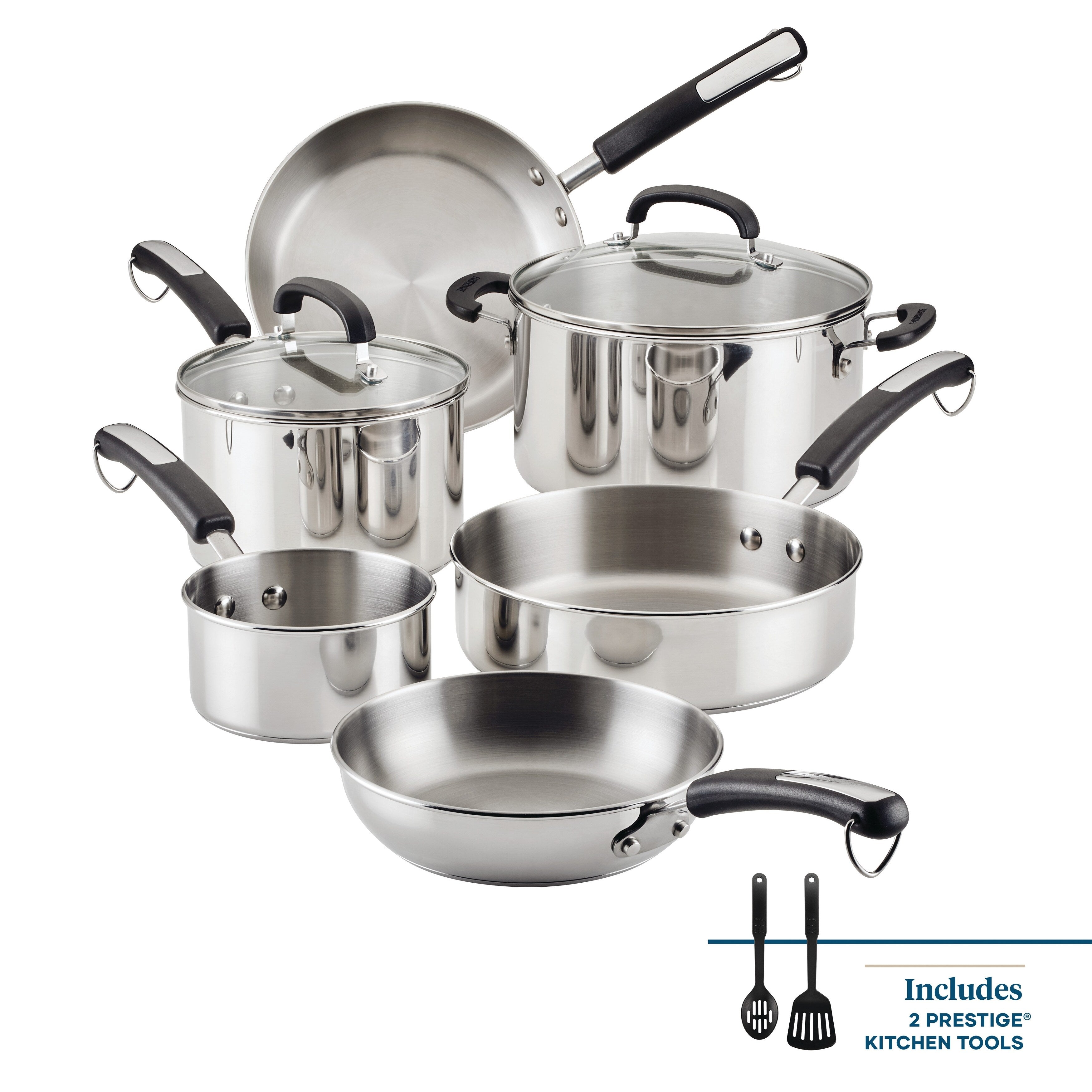Batterie de cuisine Farberware Brilliance en acier inoxydable, 10 pièces