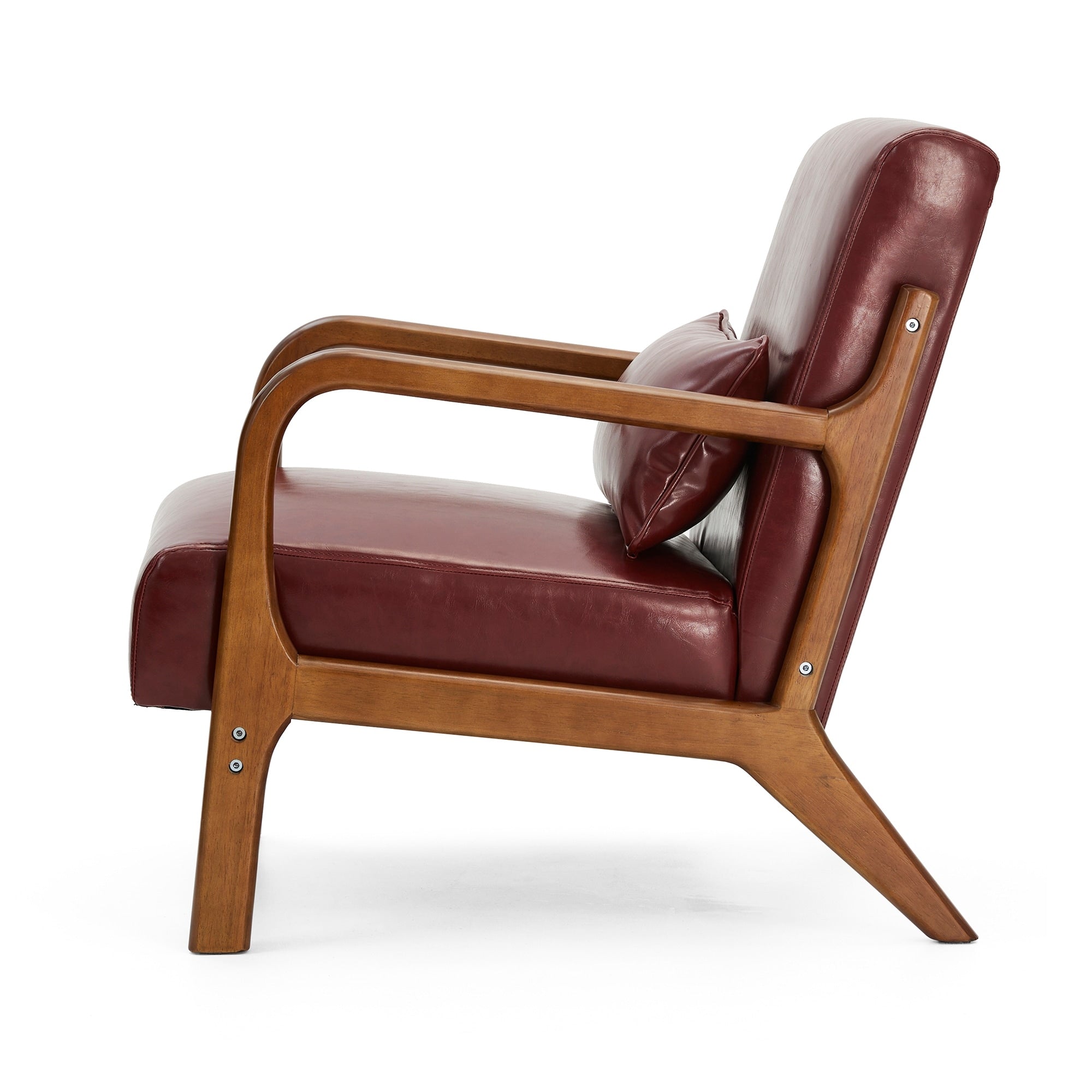 Fauteuil d'appoint moderne en cuir synthétique Glitzhome 30,75 po de hauteur, style milieu de siècle, avec coussin – 25,75 po de largeur x 33,75 po de profondeur x 30,75 po de hauteur