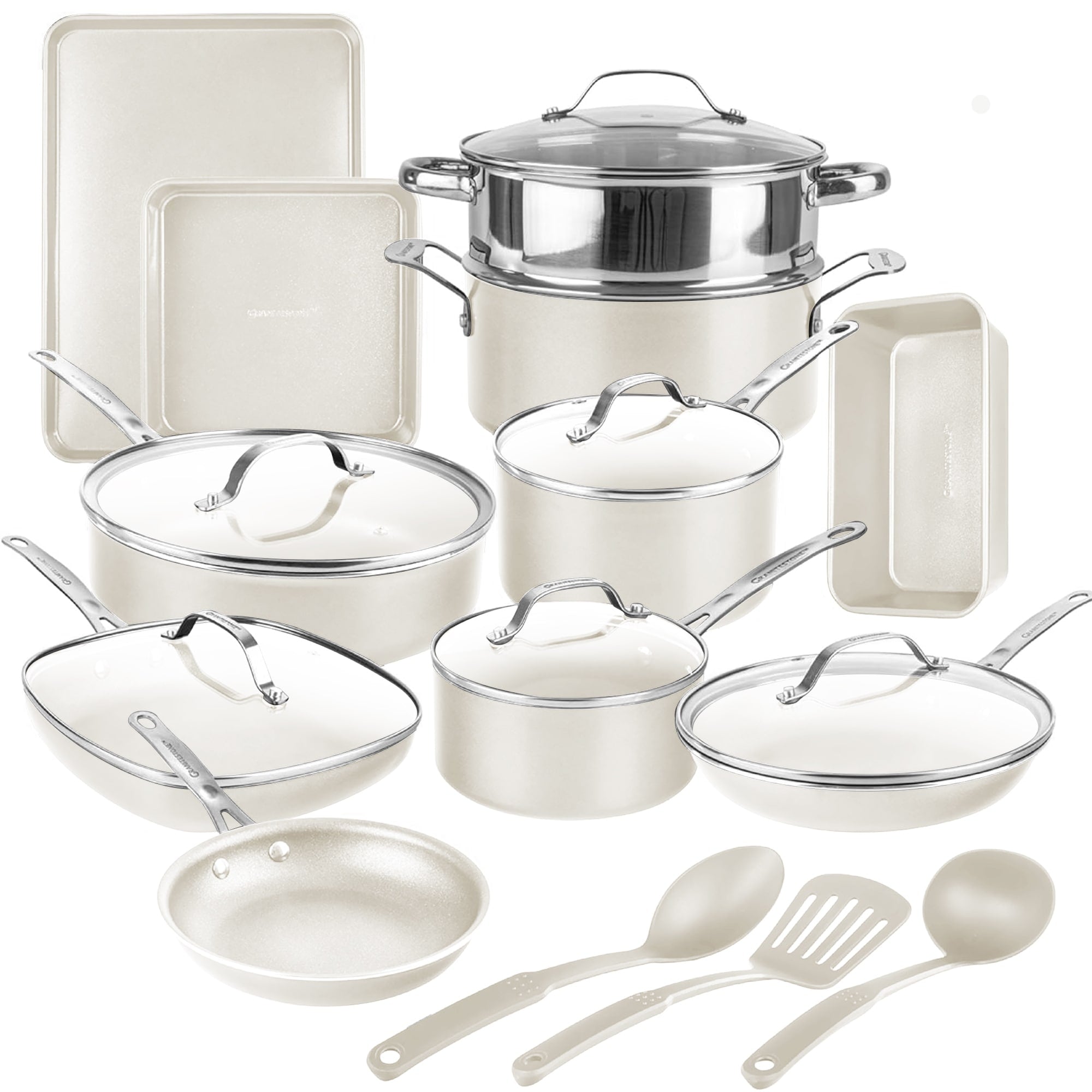 Batterie de cuisine express antiadhésive Gotham Steel Naturals, 20 pièces, avec ustensiles de cuisson et de cuisson