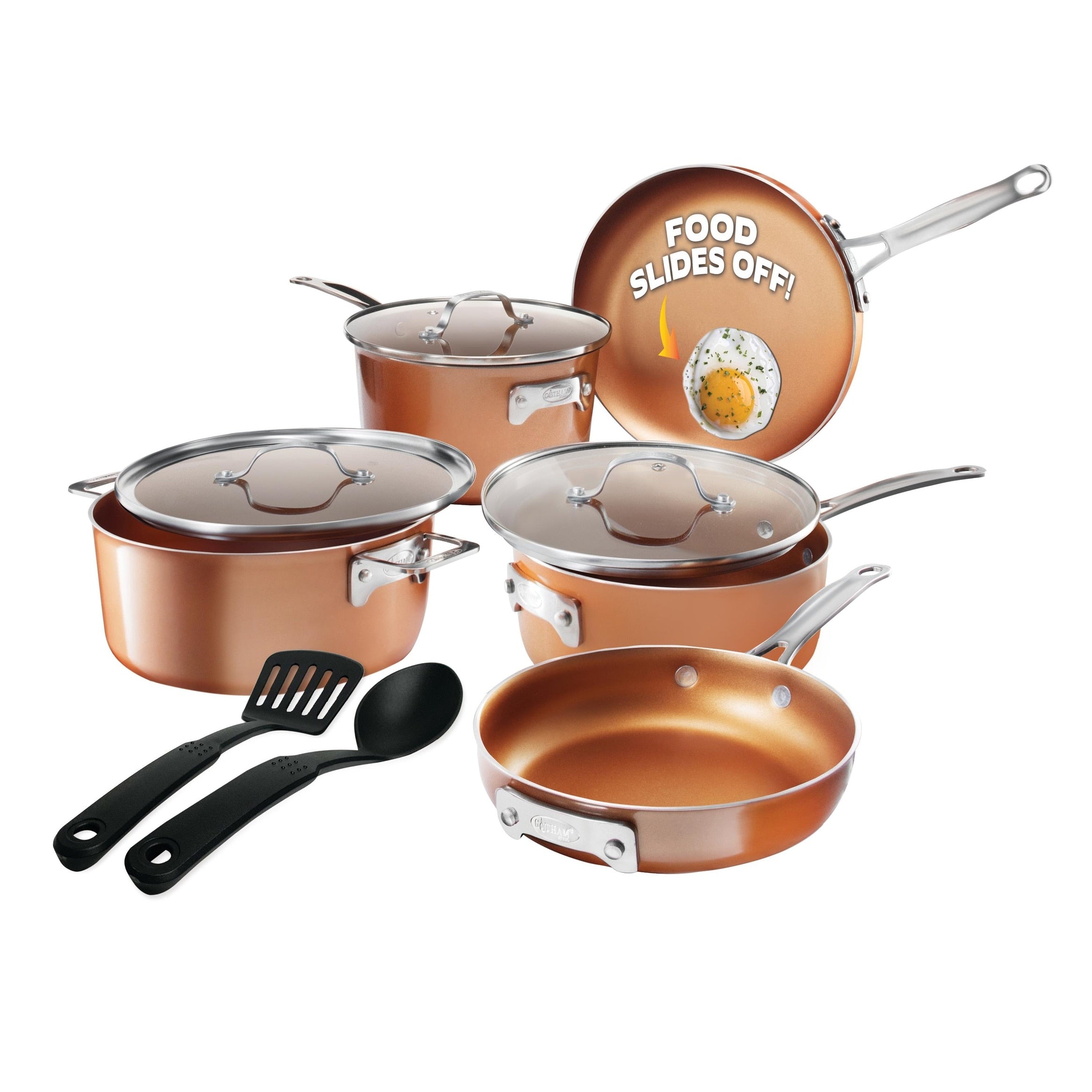 Batterie de cuisine antiadhésive Gotham Steel, 10 pièces, cuivre