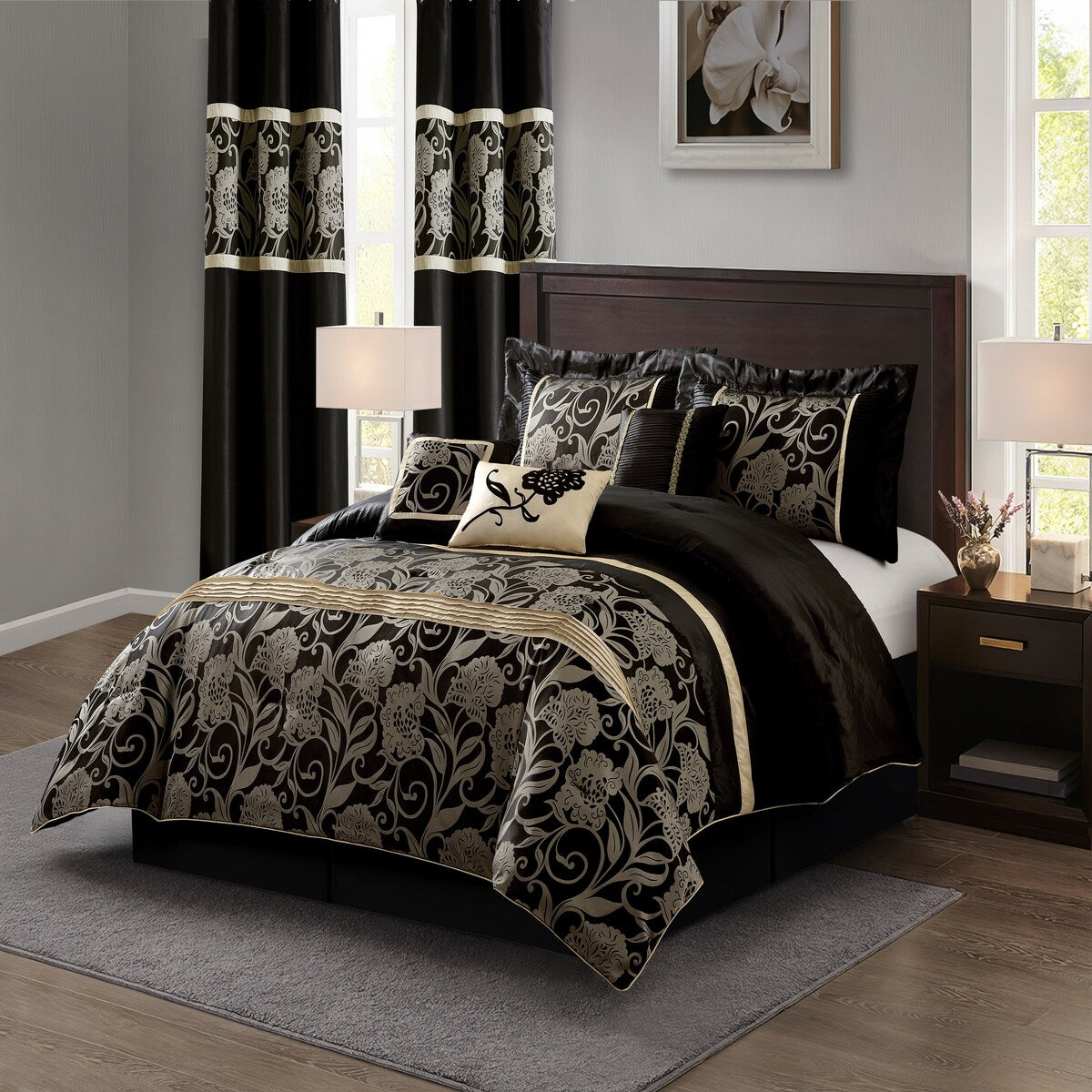 Ensemble de couette 9 pièces Nanshing Brie en jacquard floral