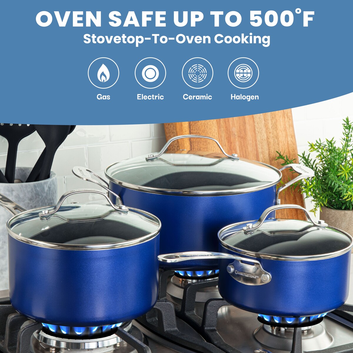 Batterie de cuisine antiadhésive Granitestone Blue 20 pièces