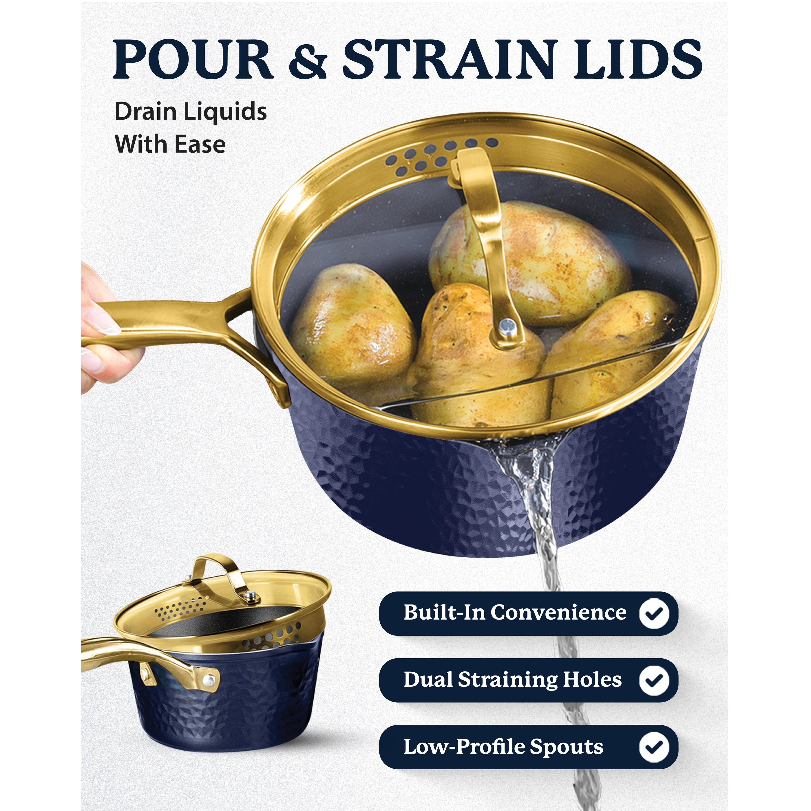 Batterie de cuisine antiadhésive martelée Granitestone Charleston 15 pièces