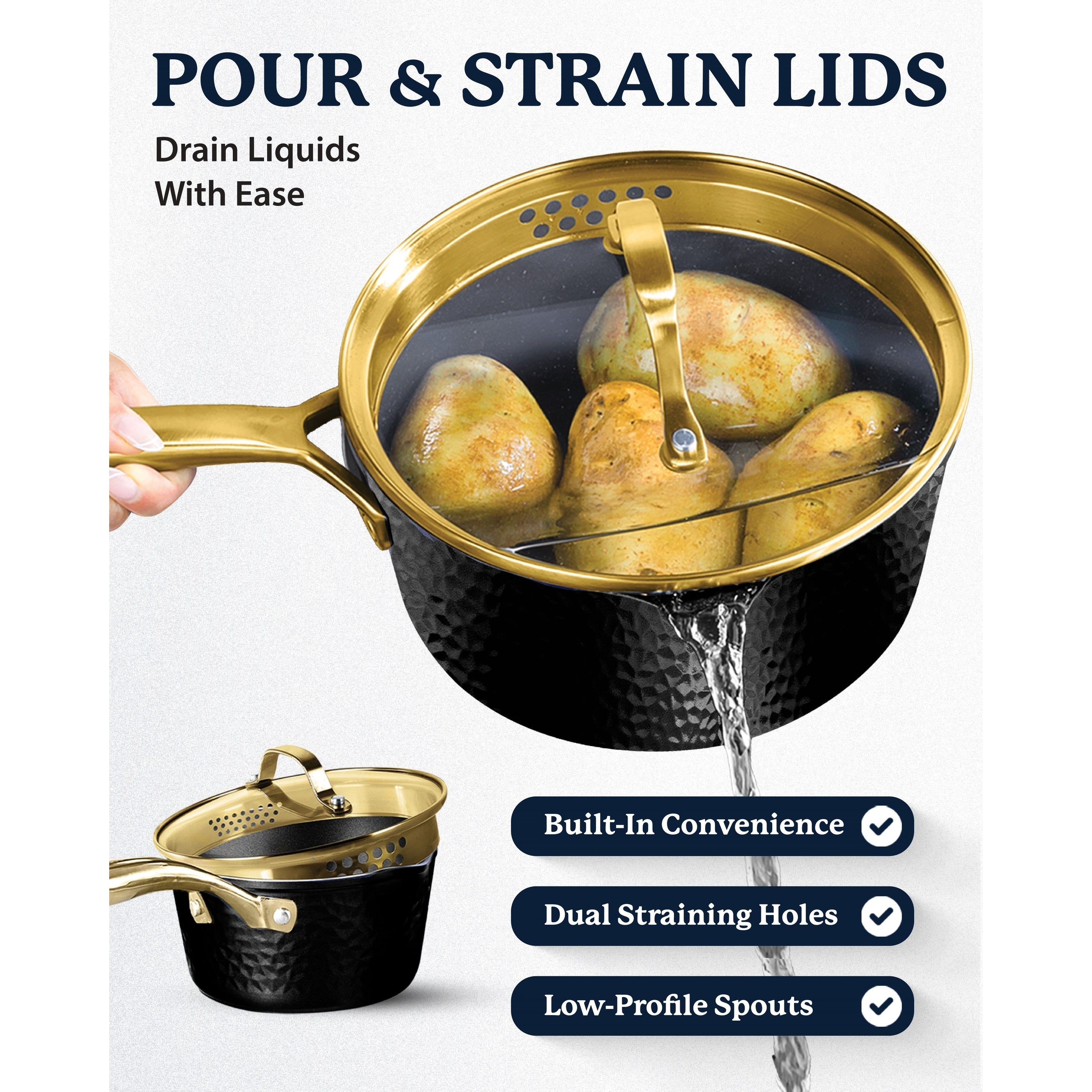 Batterie de cuisine antiadhésive martelée Granitestone Charleston 15 pièces