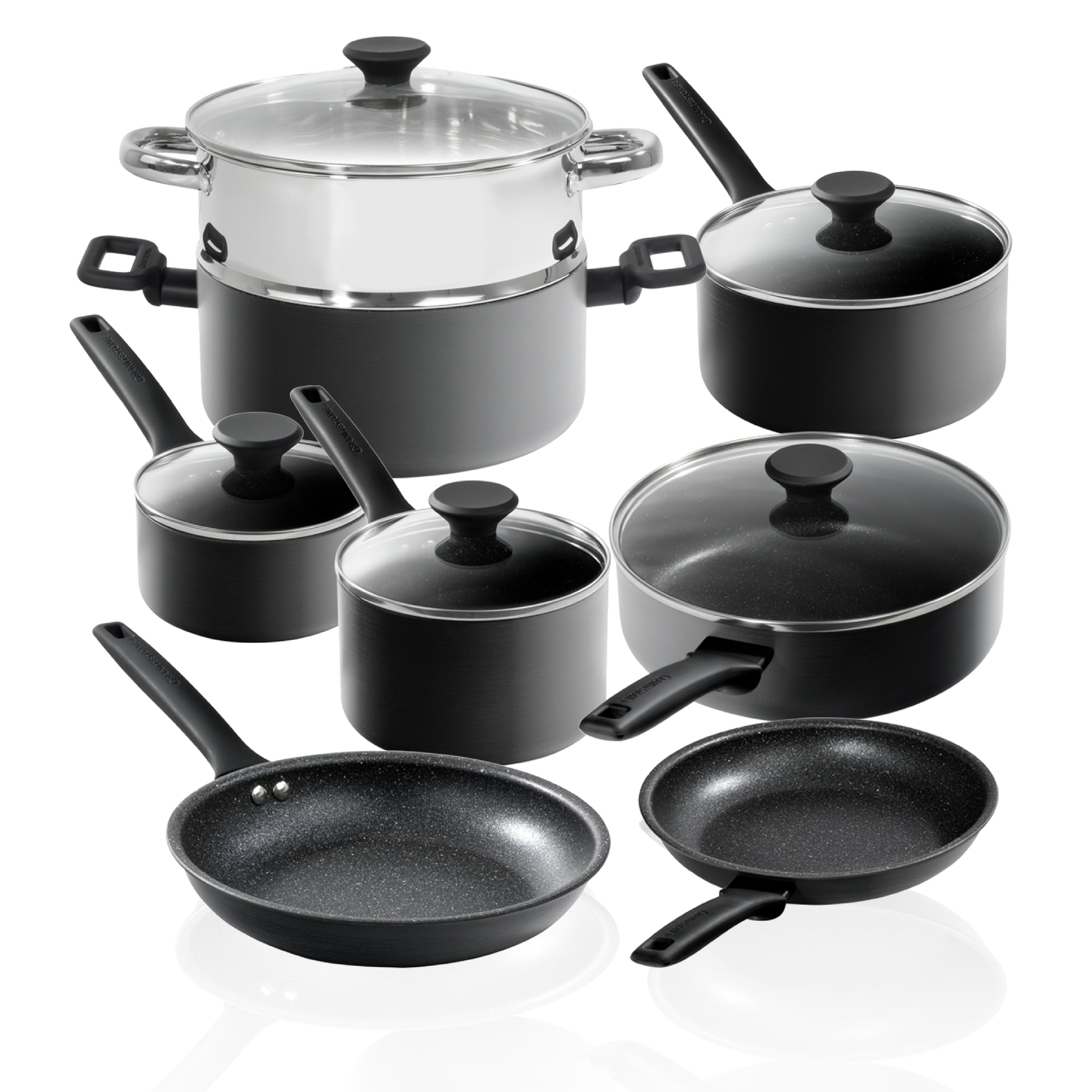 Batterie de cuisine antiadhésive anodisée dure Granitestone Pro Premier 13 pièces