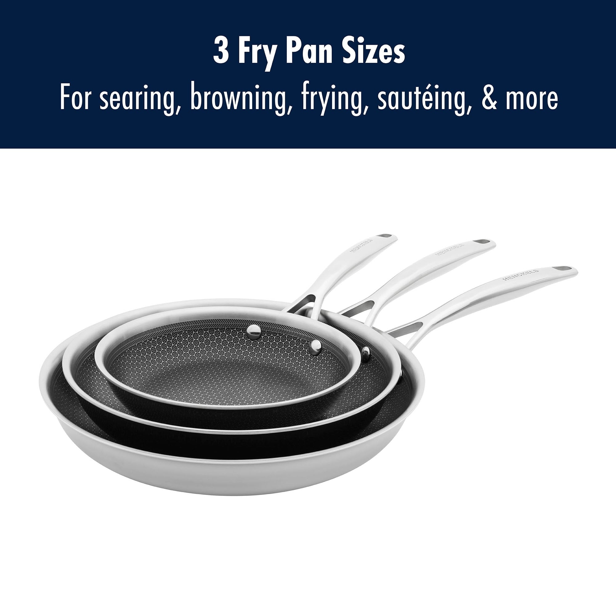 Ensemble de 3 poêles à frire HENCKELS Paradigm avec spatule et cuillère de service en prime - 5 pièces
