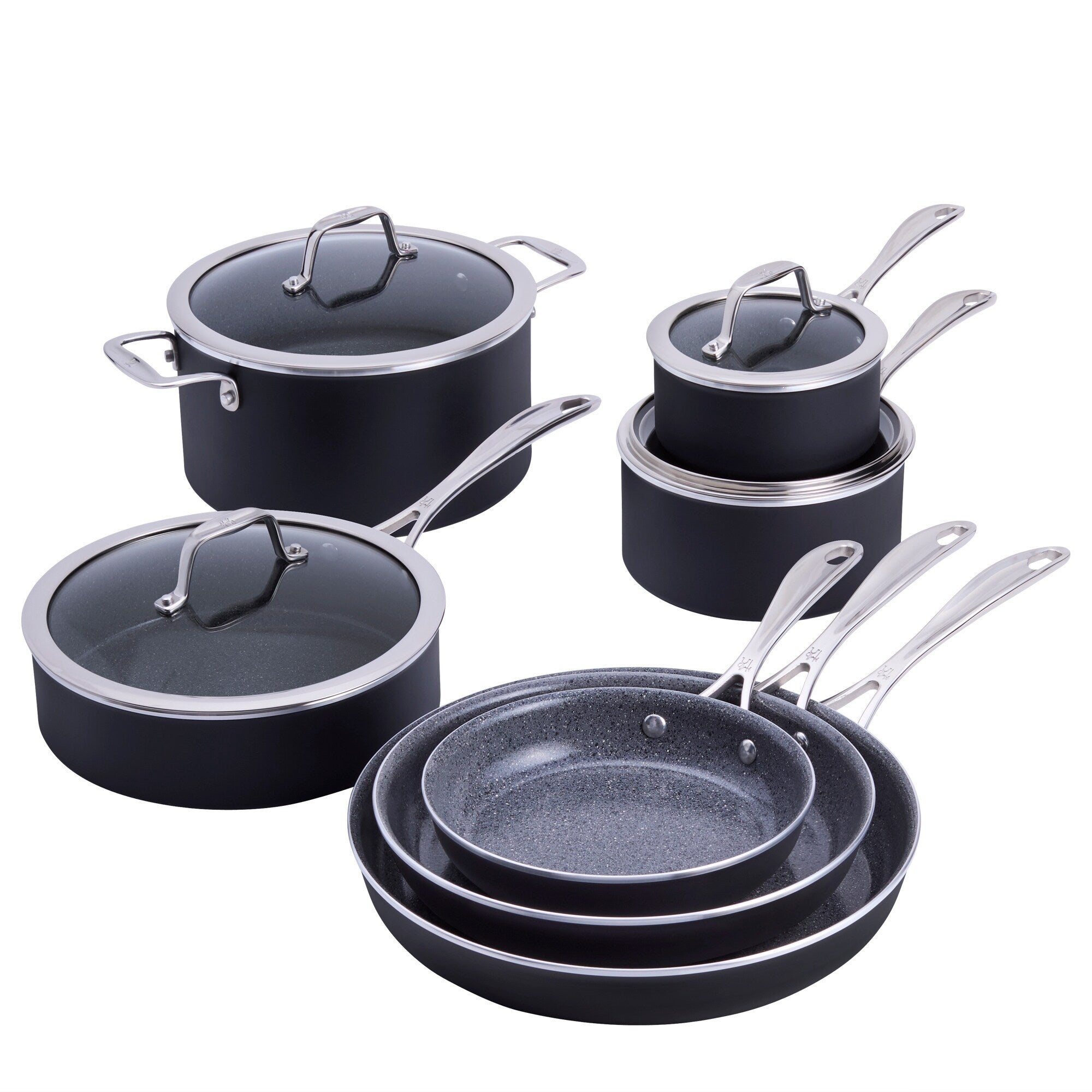 Batterie de cuisine antiadhésive en aluminium et céramique Henckels Capri Ceramic, 11 pièces - Gris